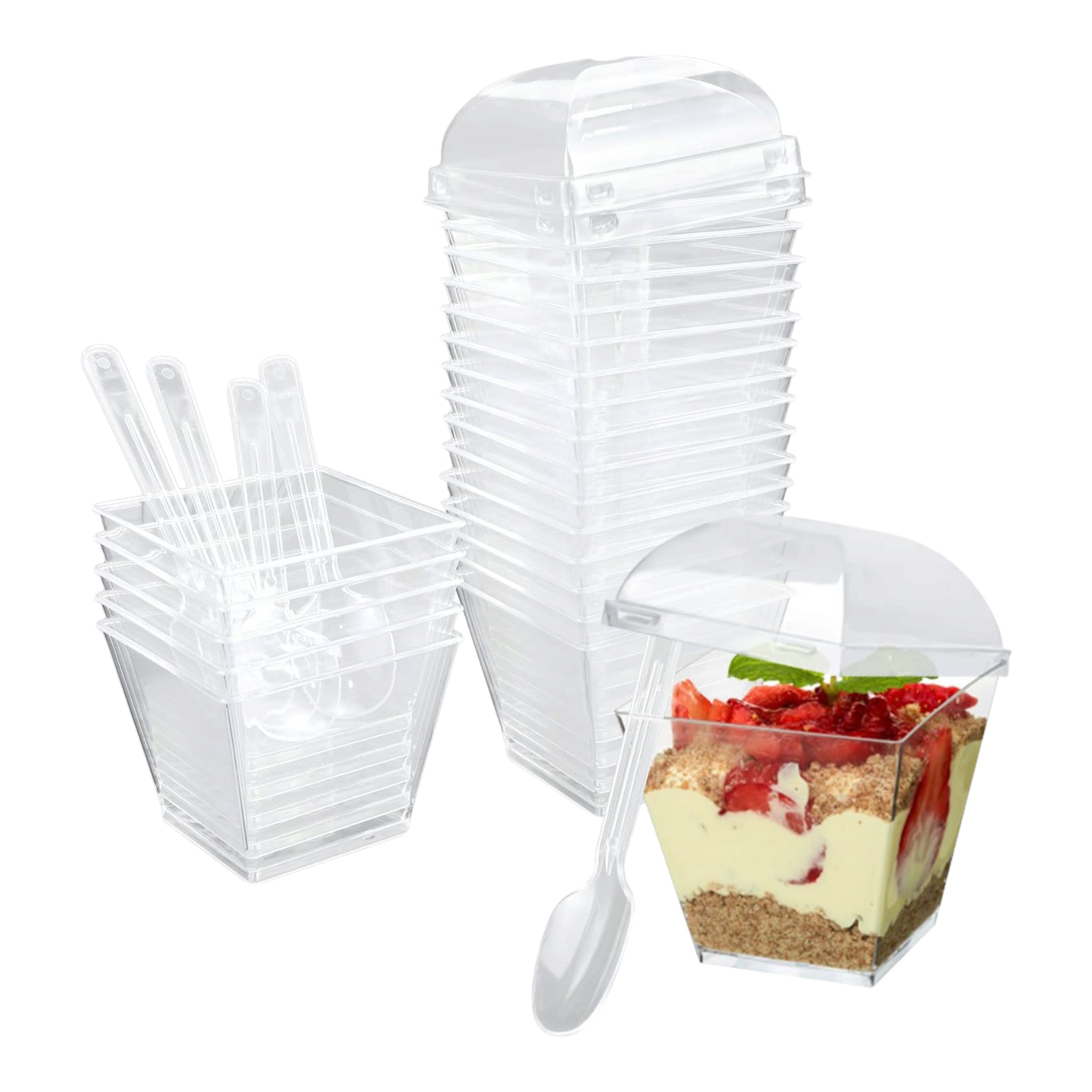 Acrylic Mini Dessert Cup 210ml with Lid 40pack