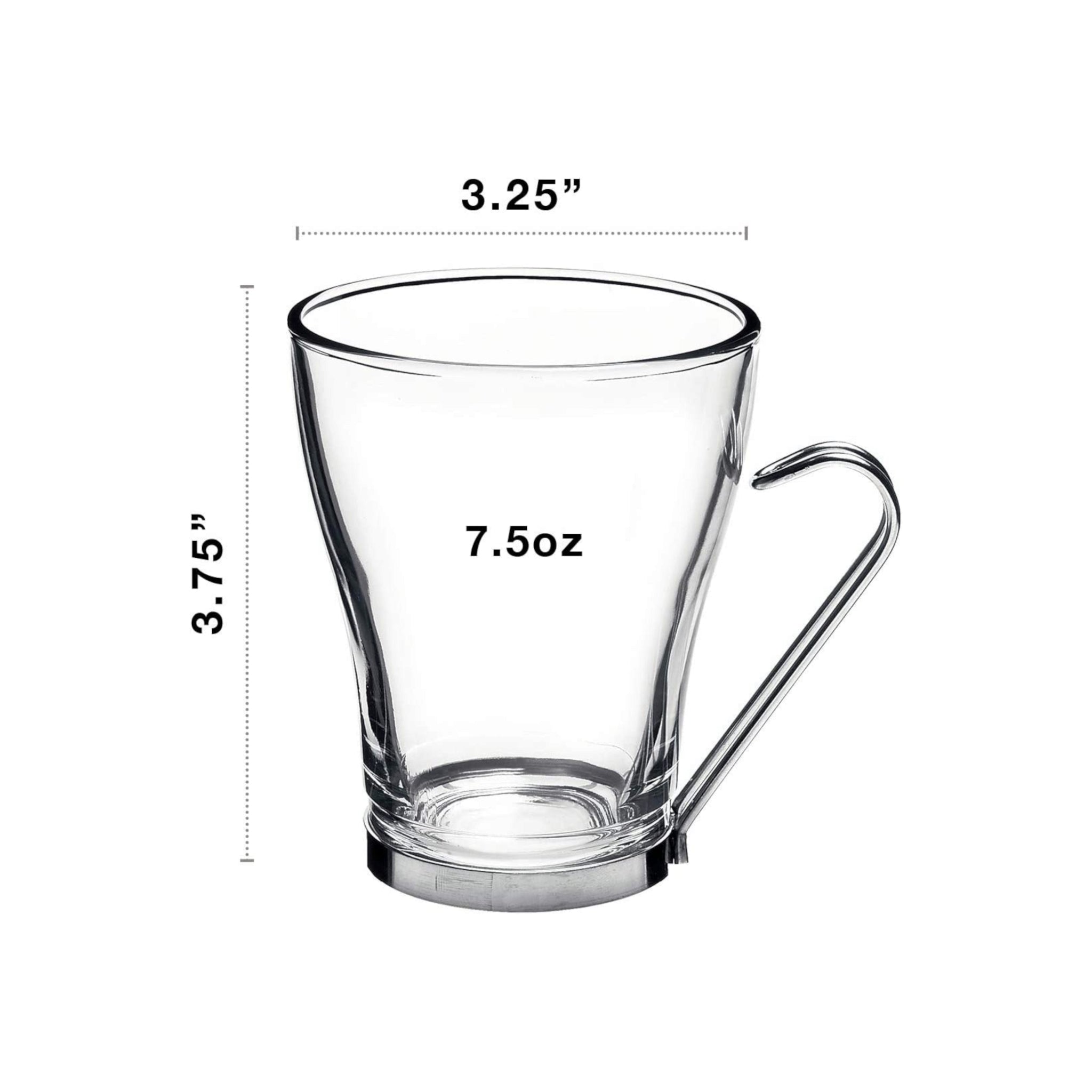 Oslo Glass Café Latte Coffee Mug 220ml with Metal Handle 4pack