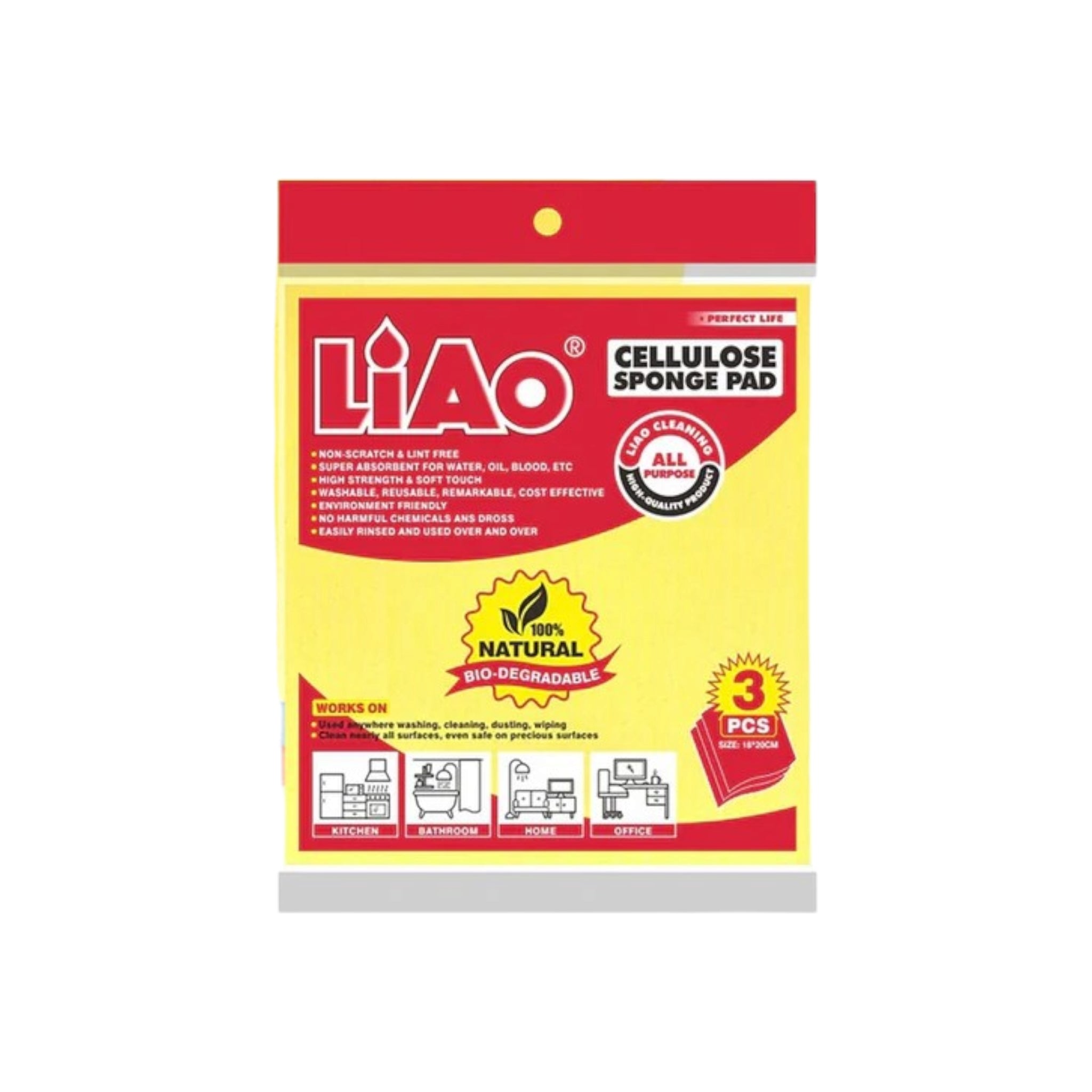 LIAO Cellulose Sponge Pads 3pc XHCL055