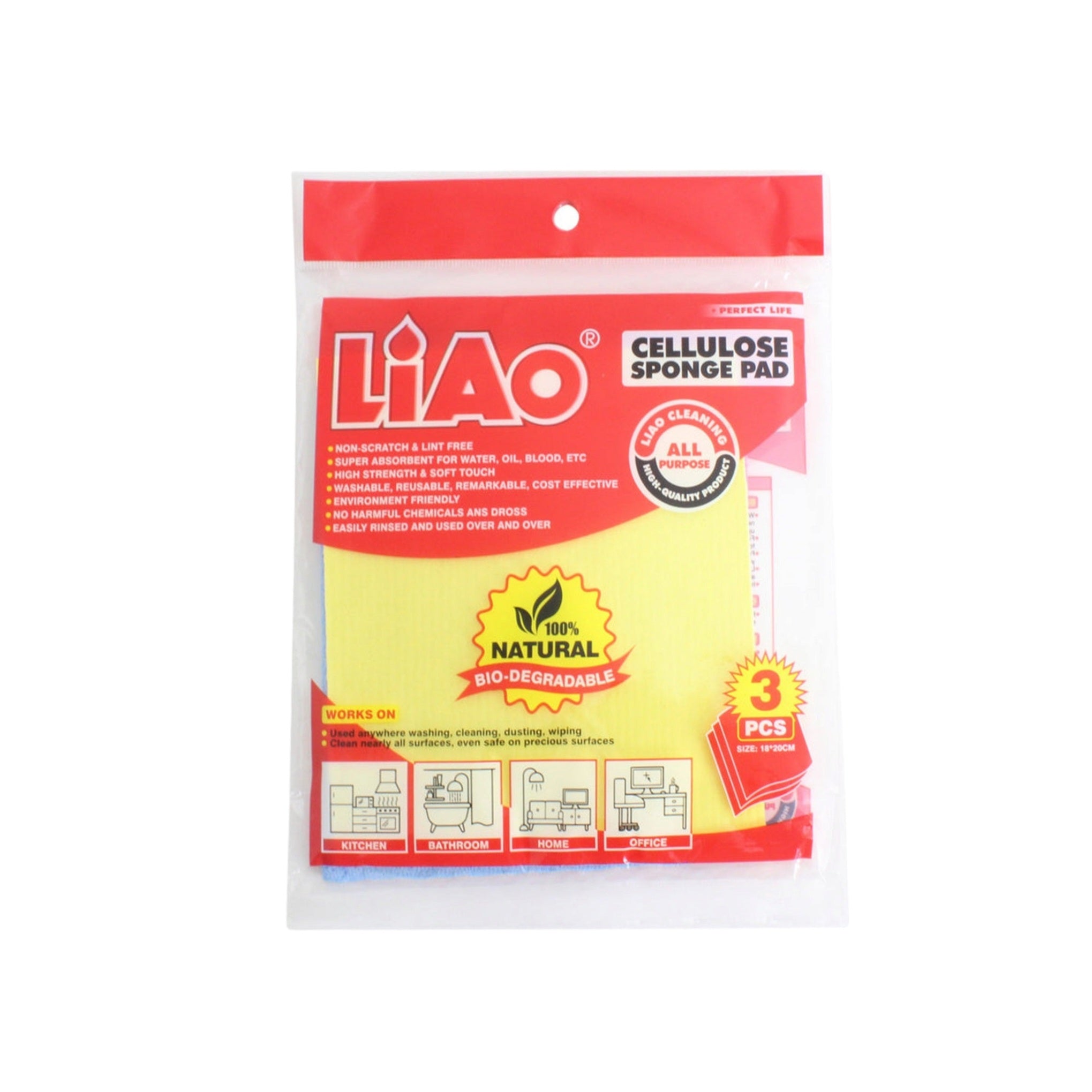 LIAO Cellulose Sponge Pads 3pc XHCL055