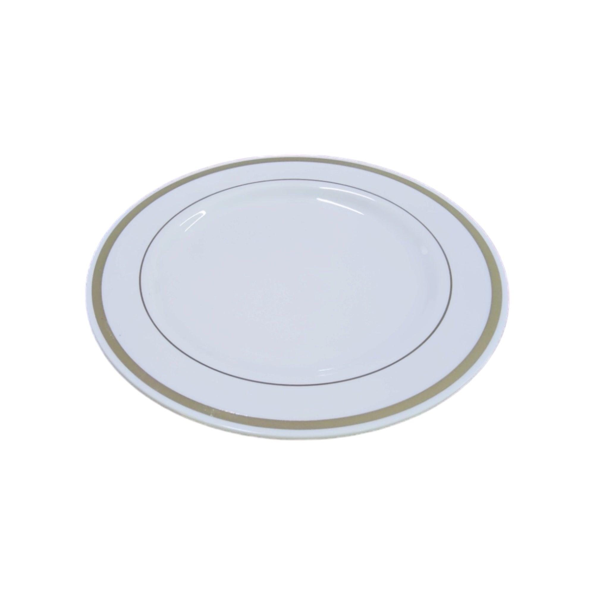 Acryclic Plastic Party Side Plate White with Silver Rim 18.5cm 10pc