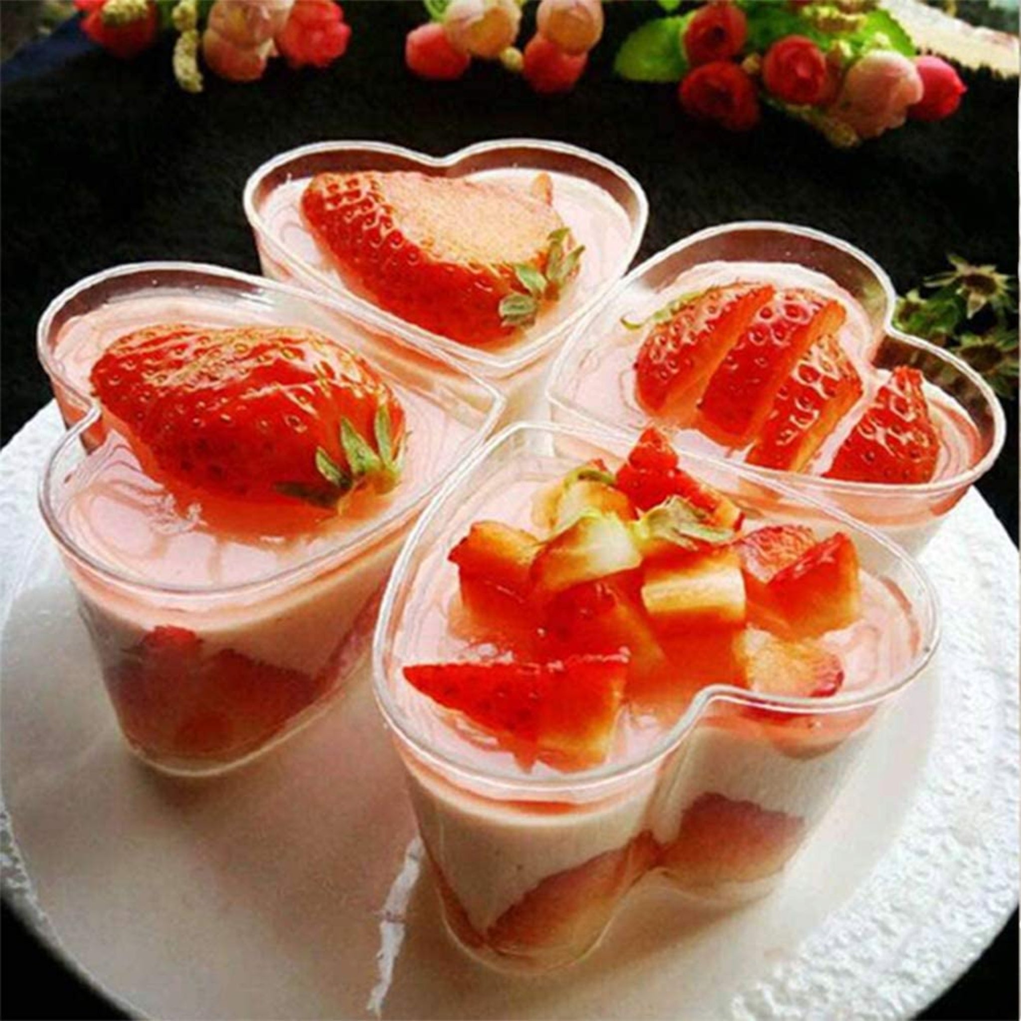 Acrylic Mini Dessert Cup Heart Shape with Lid 25pack