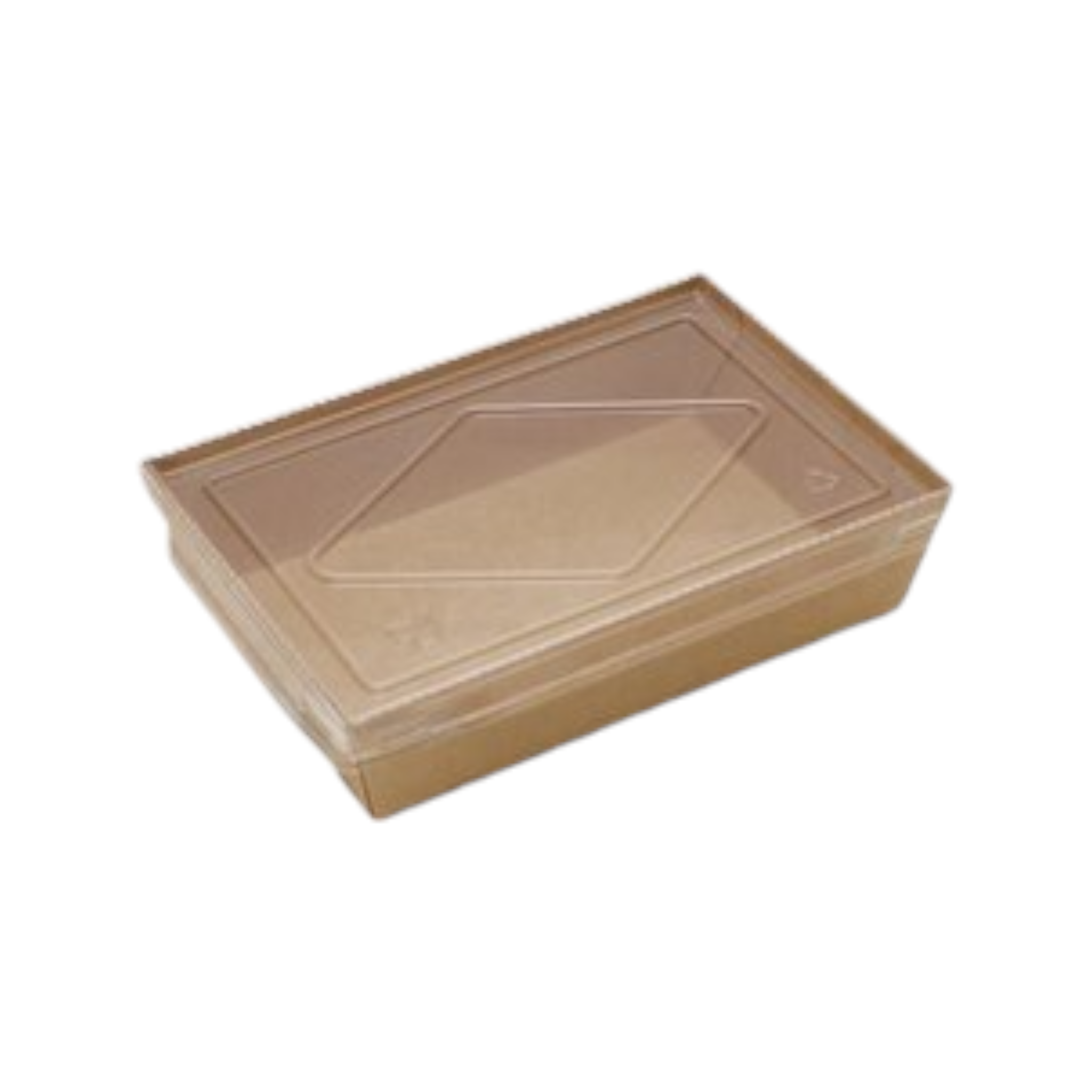 Kraft Paper Food Lunch Box Square Container with Clear Lid 16.5x10x4.5cm