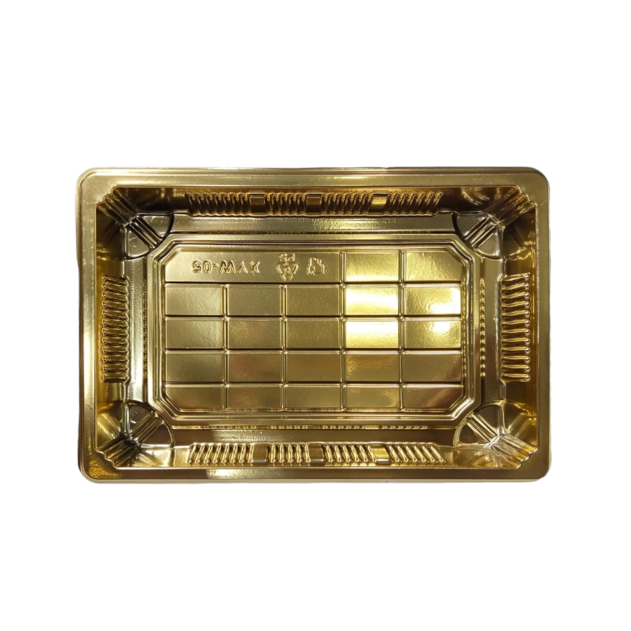 Disposable Serving To Go Plastic Tray Gold 13x18.5cm with Clear Lid