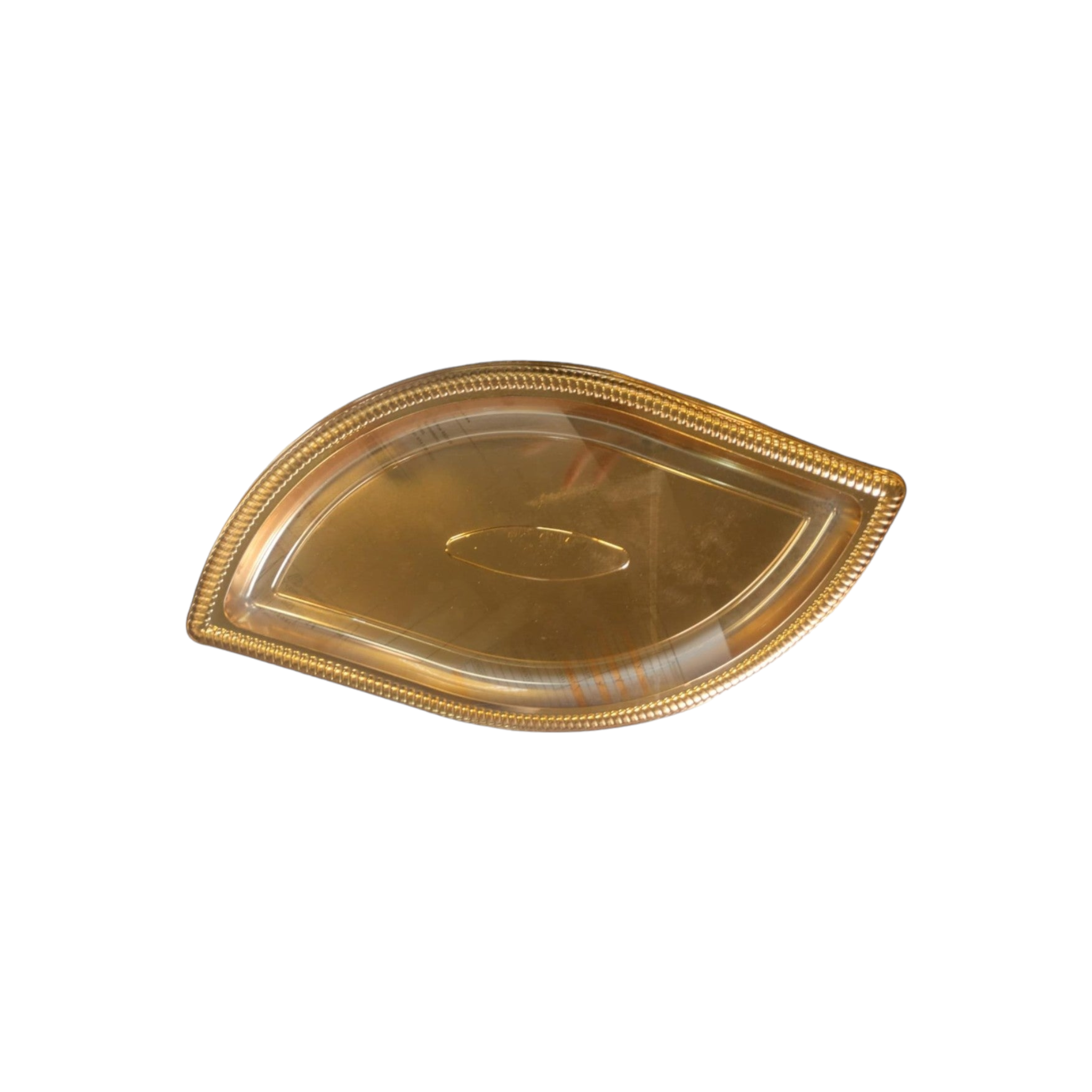 Disposable Serving To Go Plastic Serving Leaf Tray Gold with Lid 39x20x4cm