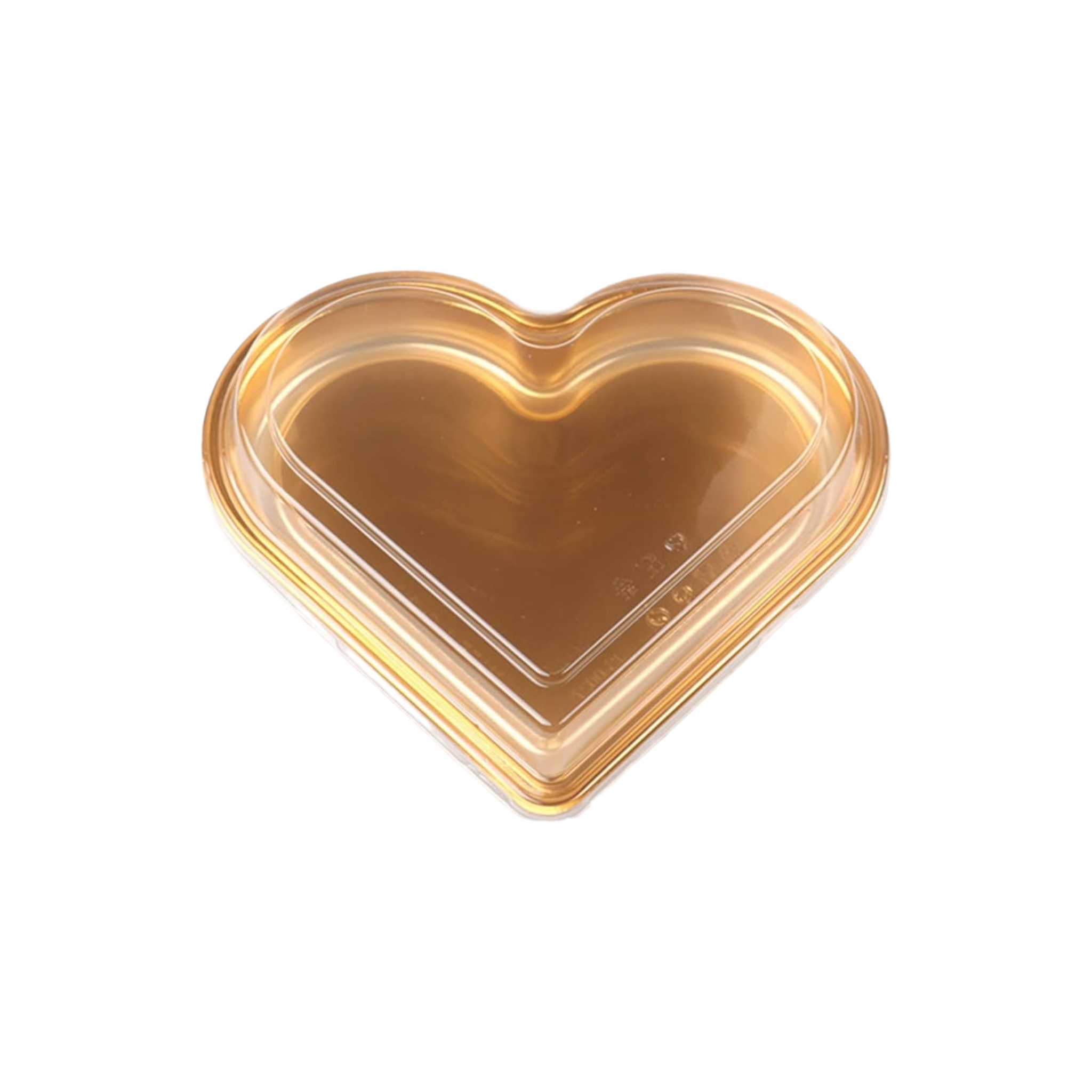 Disposable Serving To Go Plastic Heart Tray Gold with Lid