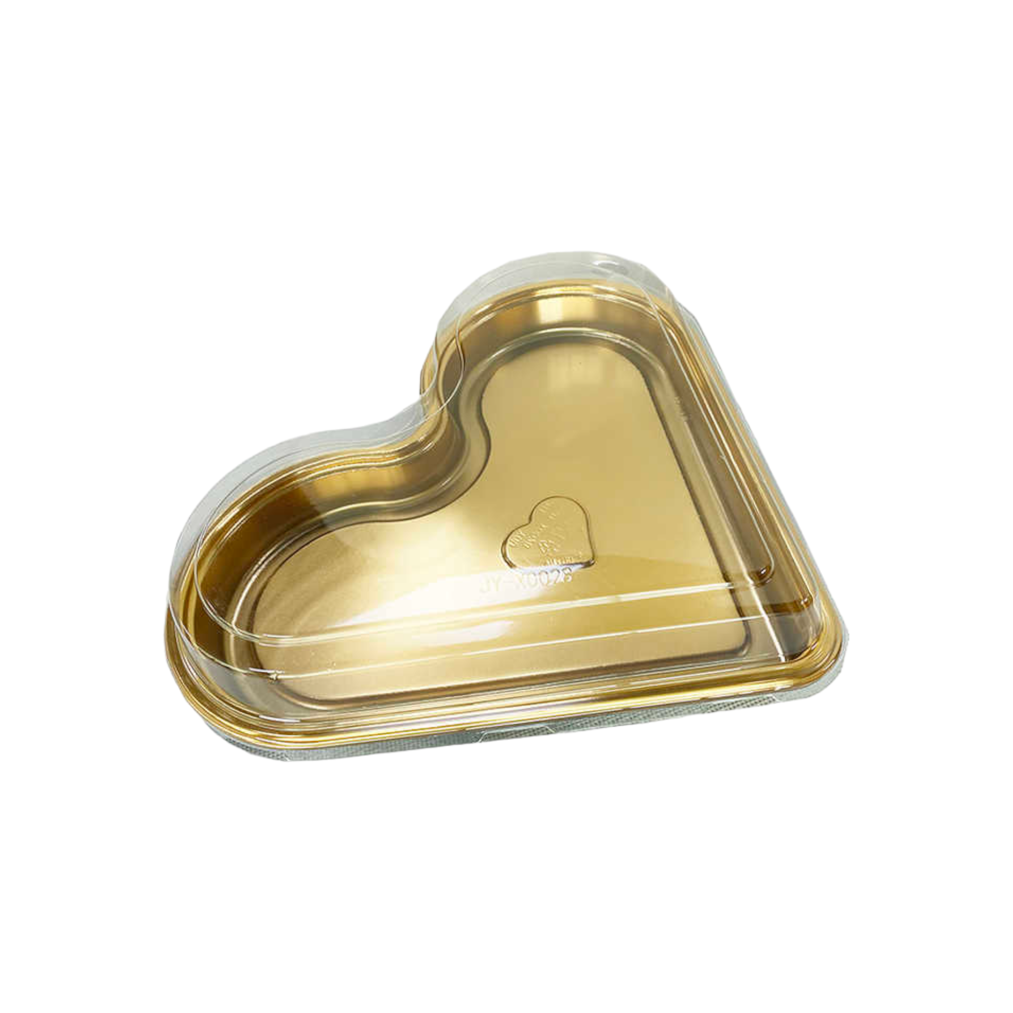 Disposable Serving To Go Plastic Heart Tray Gold with Lid