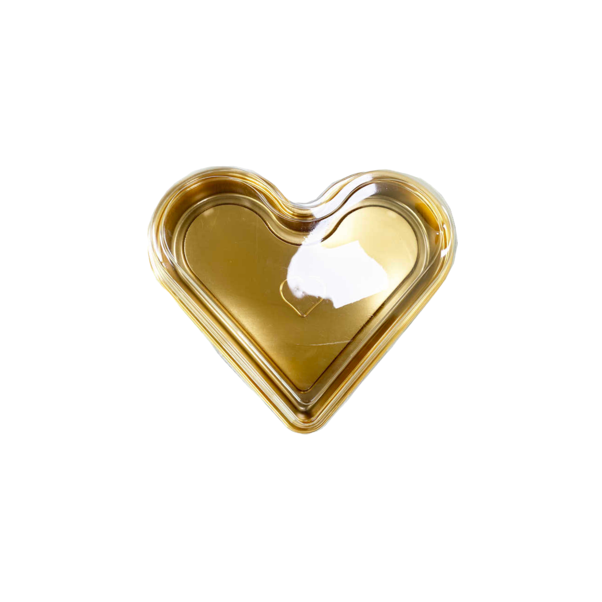 Disposable Serving To Go Plastic Heart Tray Gold with Lid