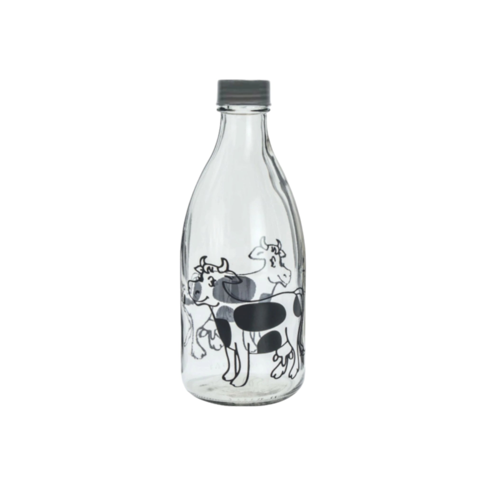 Regent Glass Milk Bottle with black Chalkboard Cow 1L 10022