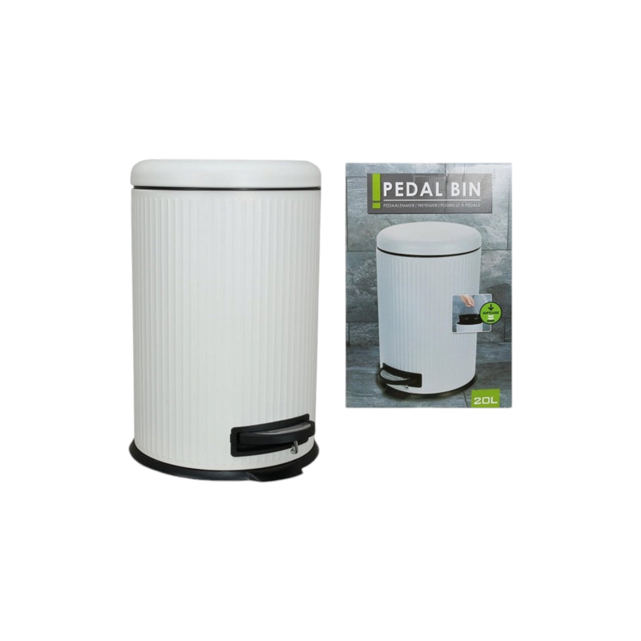 20L Pedal Dustbin White 21306