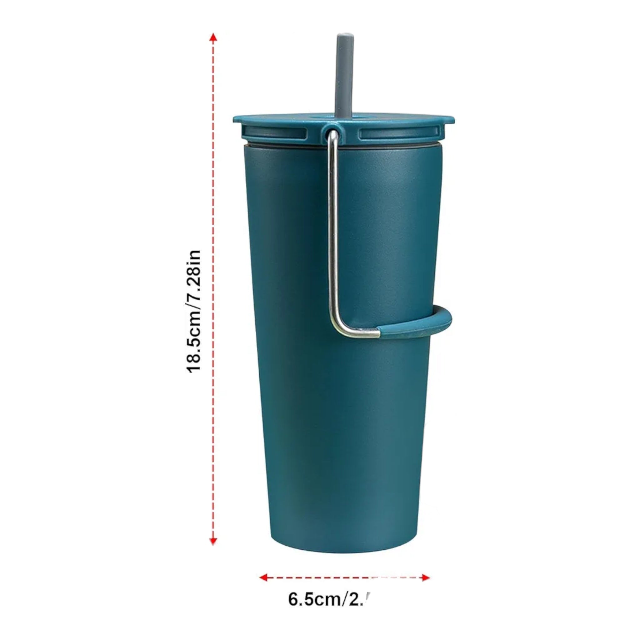 600ml Insulated Straw Cup Flask with Handle Thermal Water Bottle