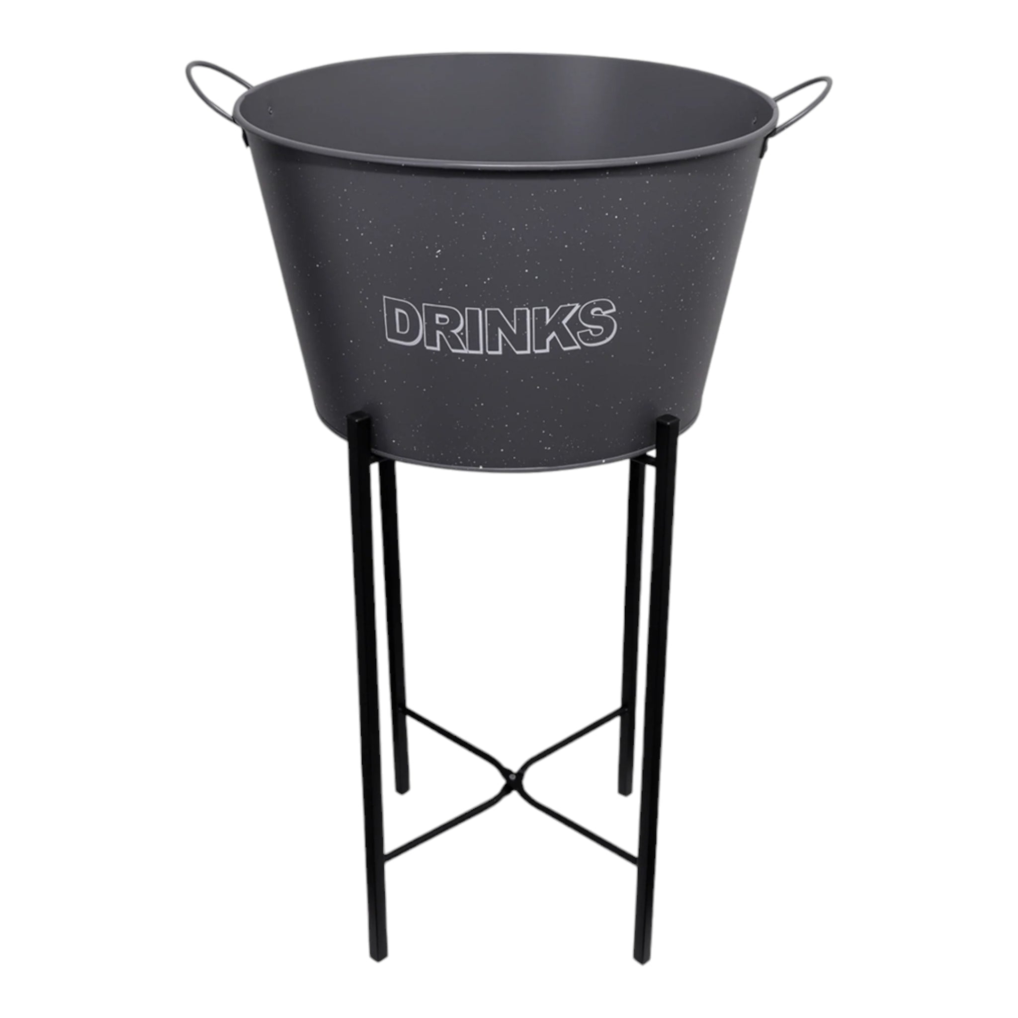 Bar Butler Beverage Bucket Grey with Handles & Mottled White on Black Stand