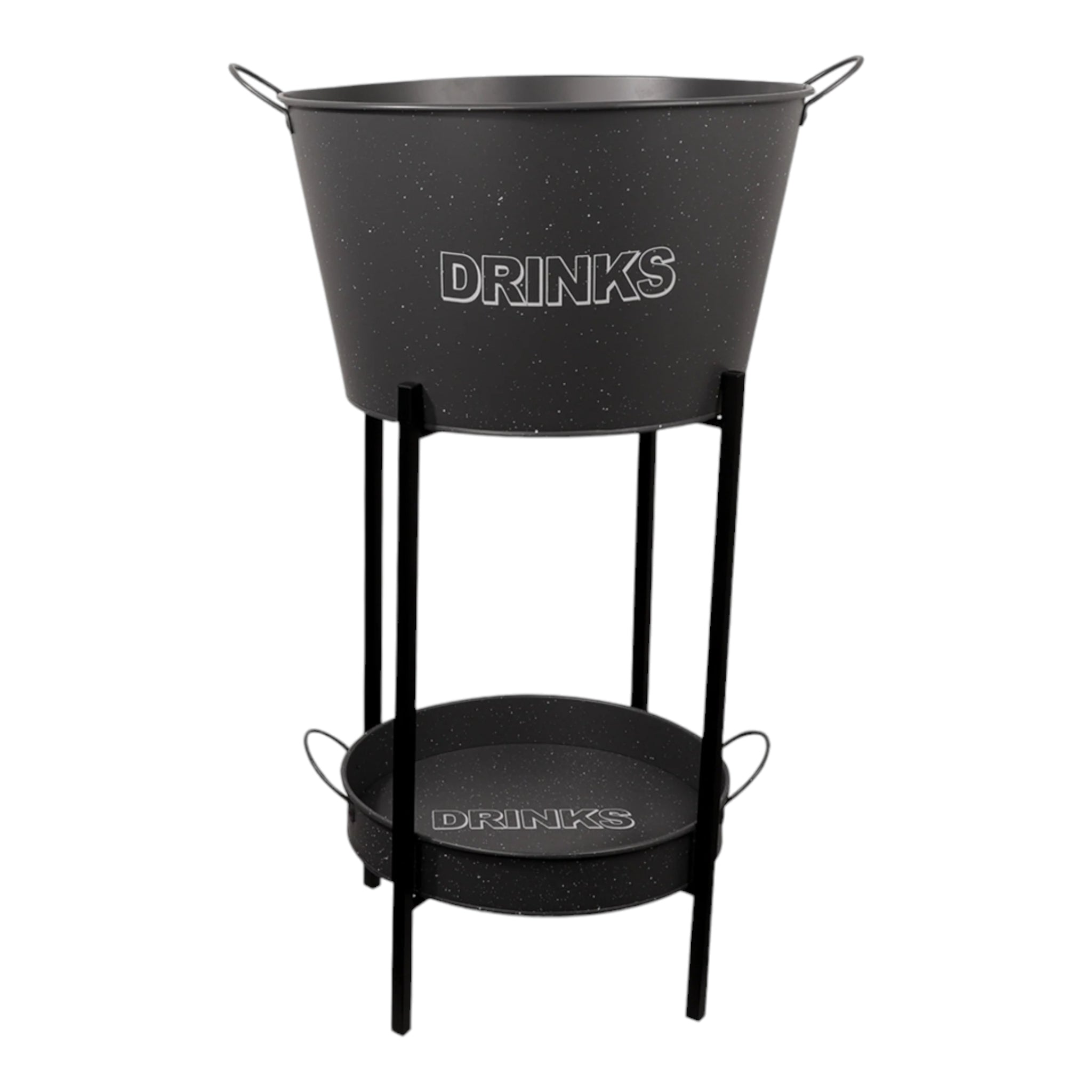 Bar Butler Beverage Bucket Grey with Handles & Mottled White on Black Stand