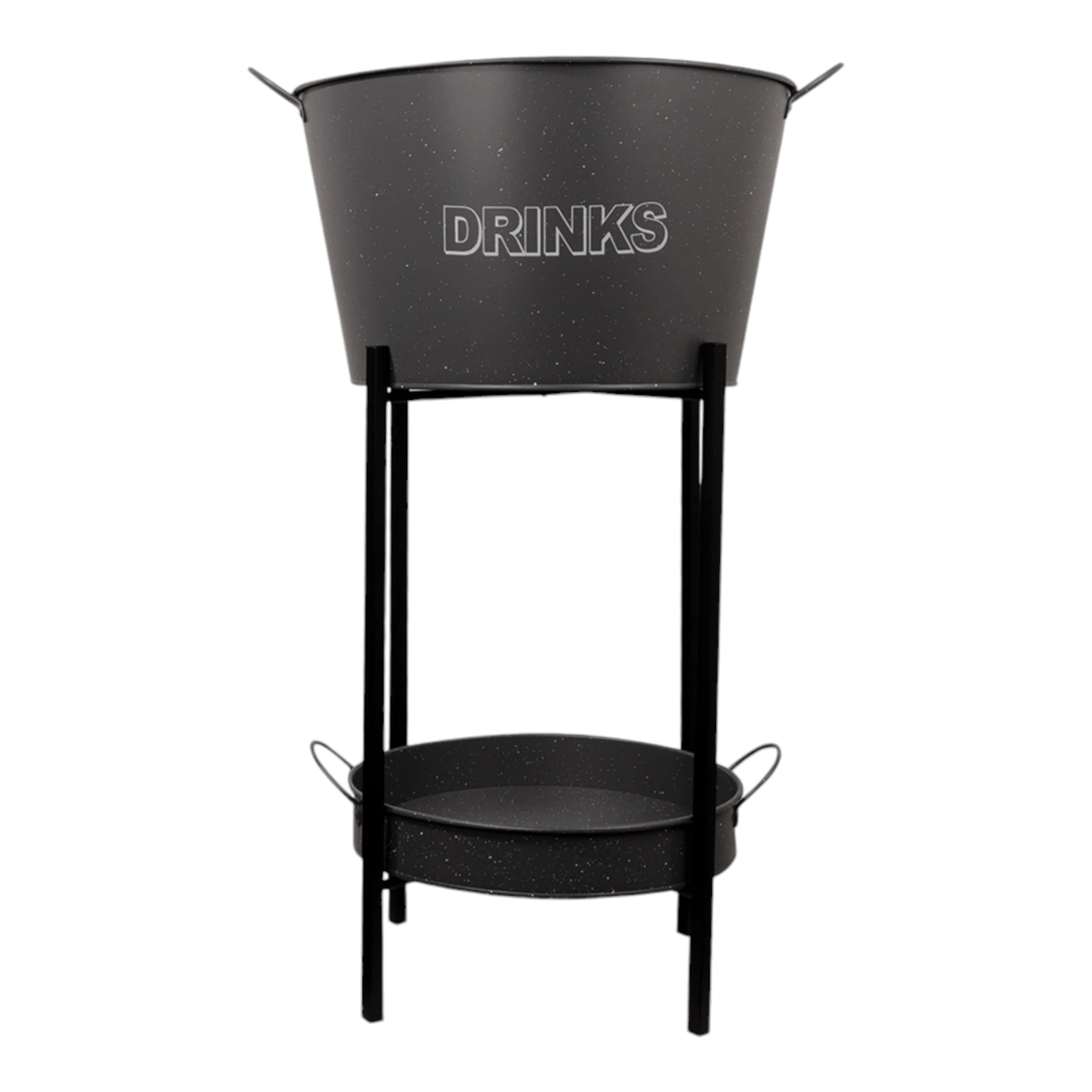 Bar Butler Beverage Bucket Grey with Handles & Mottled White on Black Stand