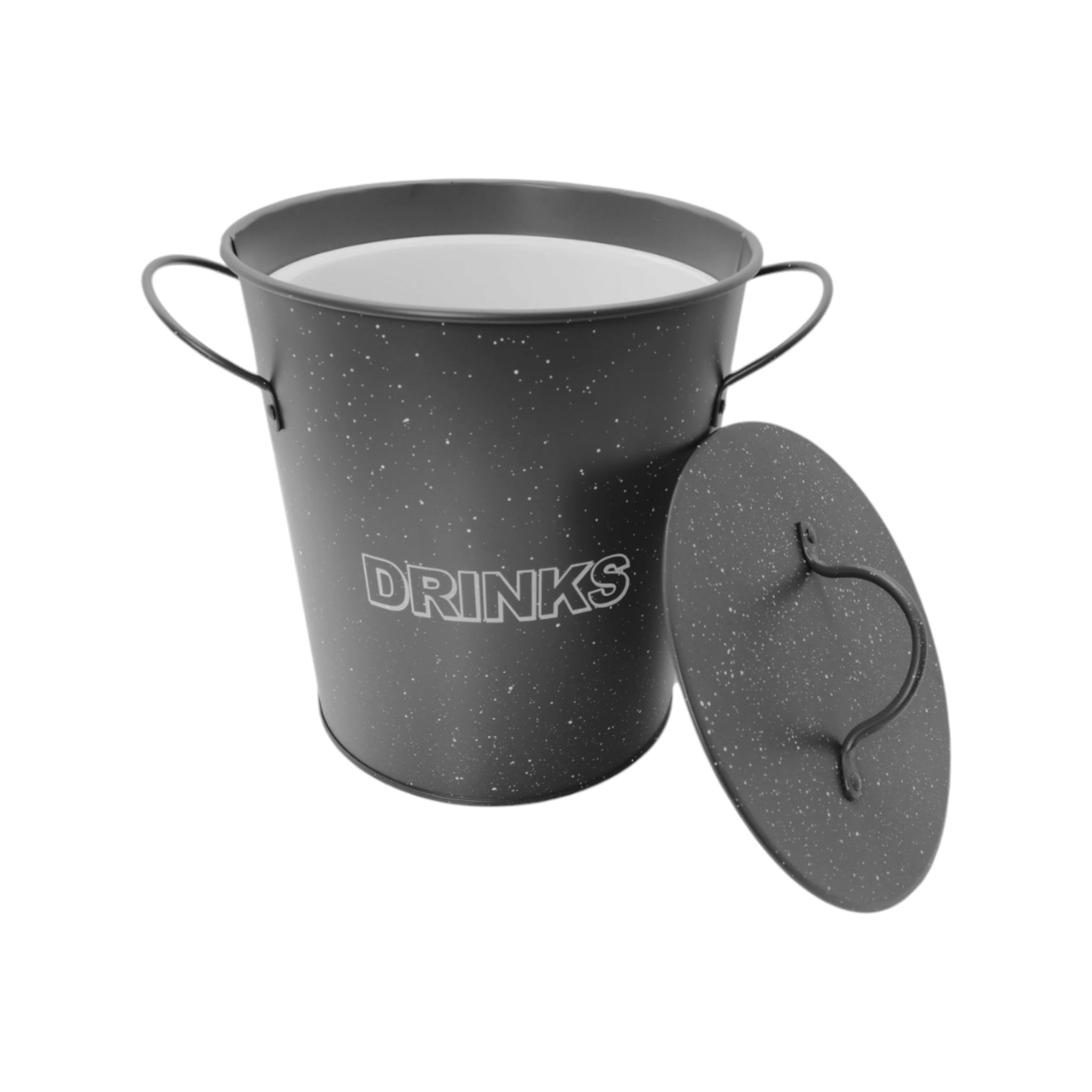 Bar Butler Ice Bucket Grey Handles & Lid with White Plastic Liner Mottled White 3L