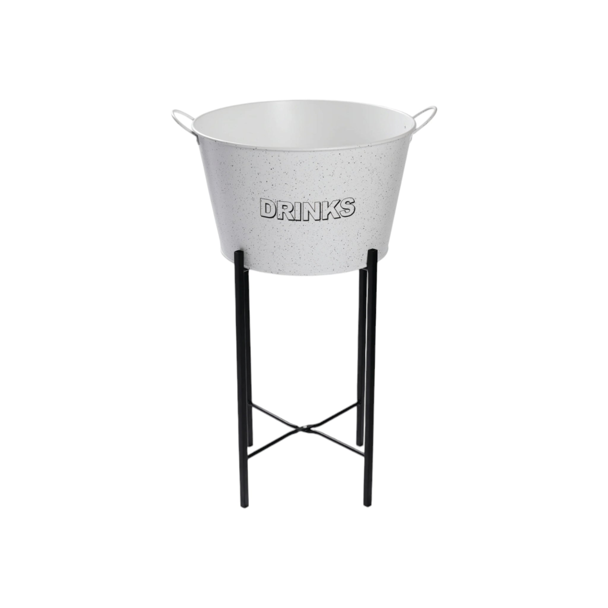 Bar Butler Wine Bucket White with Handles and Mottled Black On Black Stand