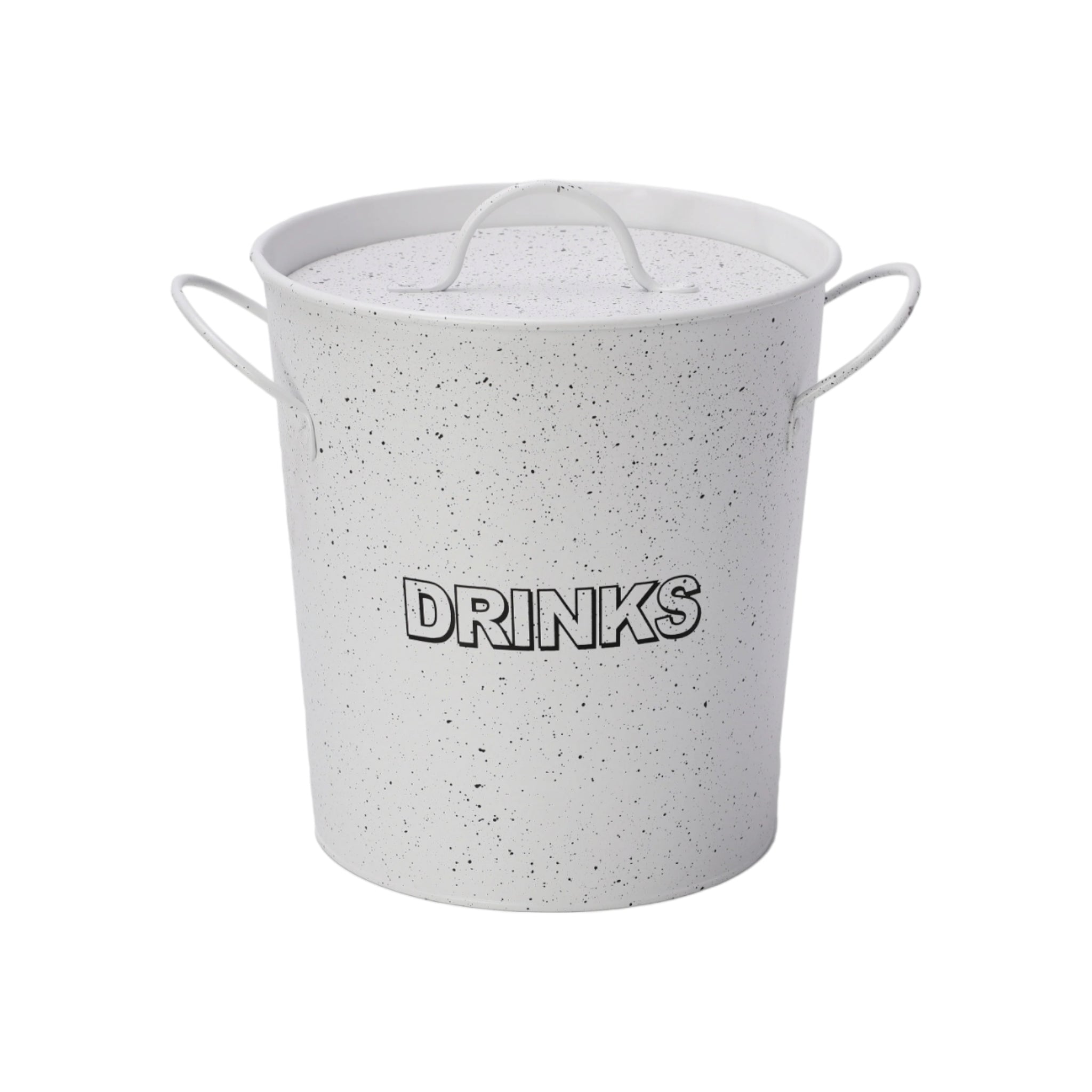 Bar Butler Ice Bucket White with Handles & Plastic Liner and Lid Mottled Black 3L