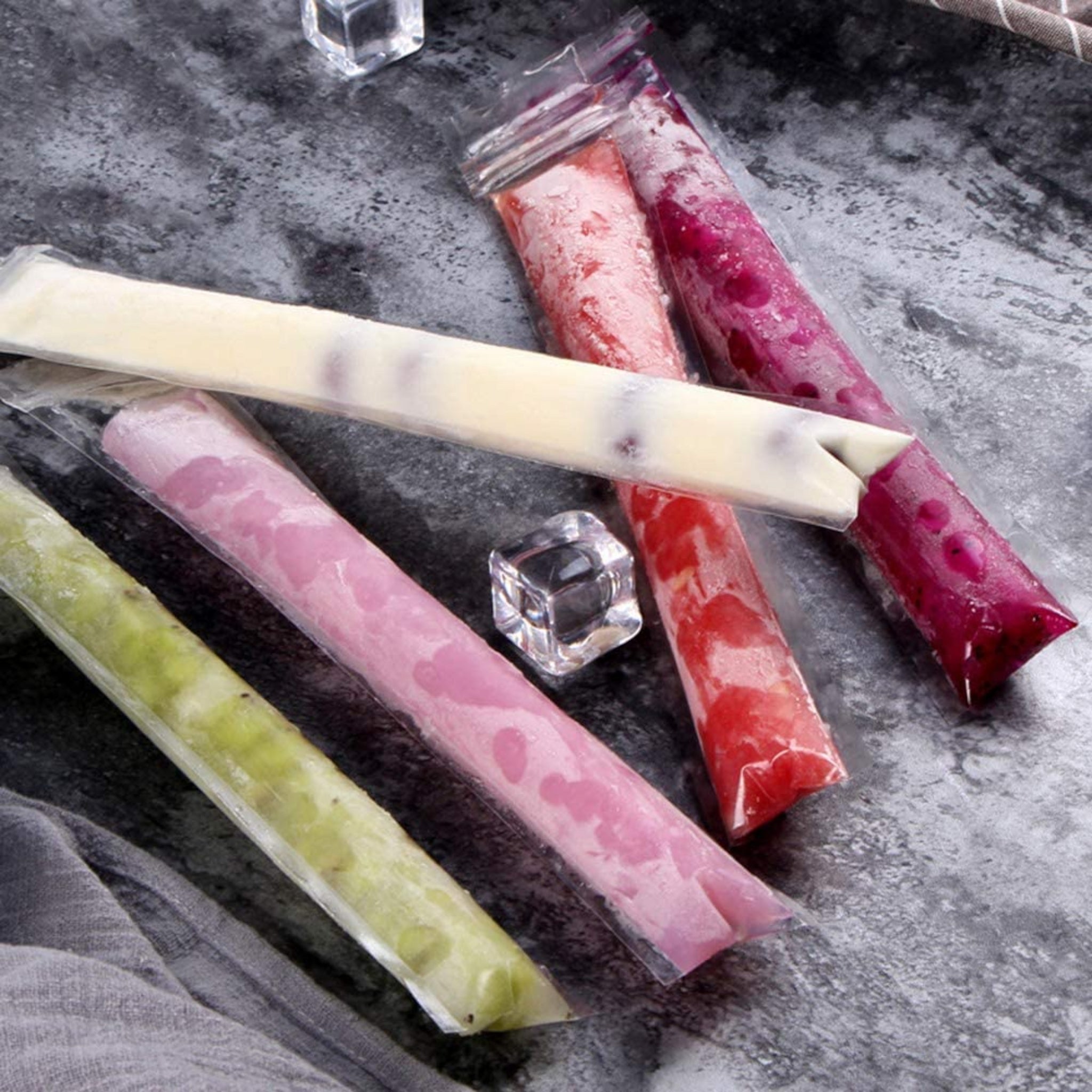 Disposable DIY 110ml Popsicle Ice Lollipop Mold Zip Lock Bag 29x4.8cm