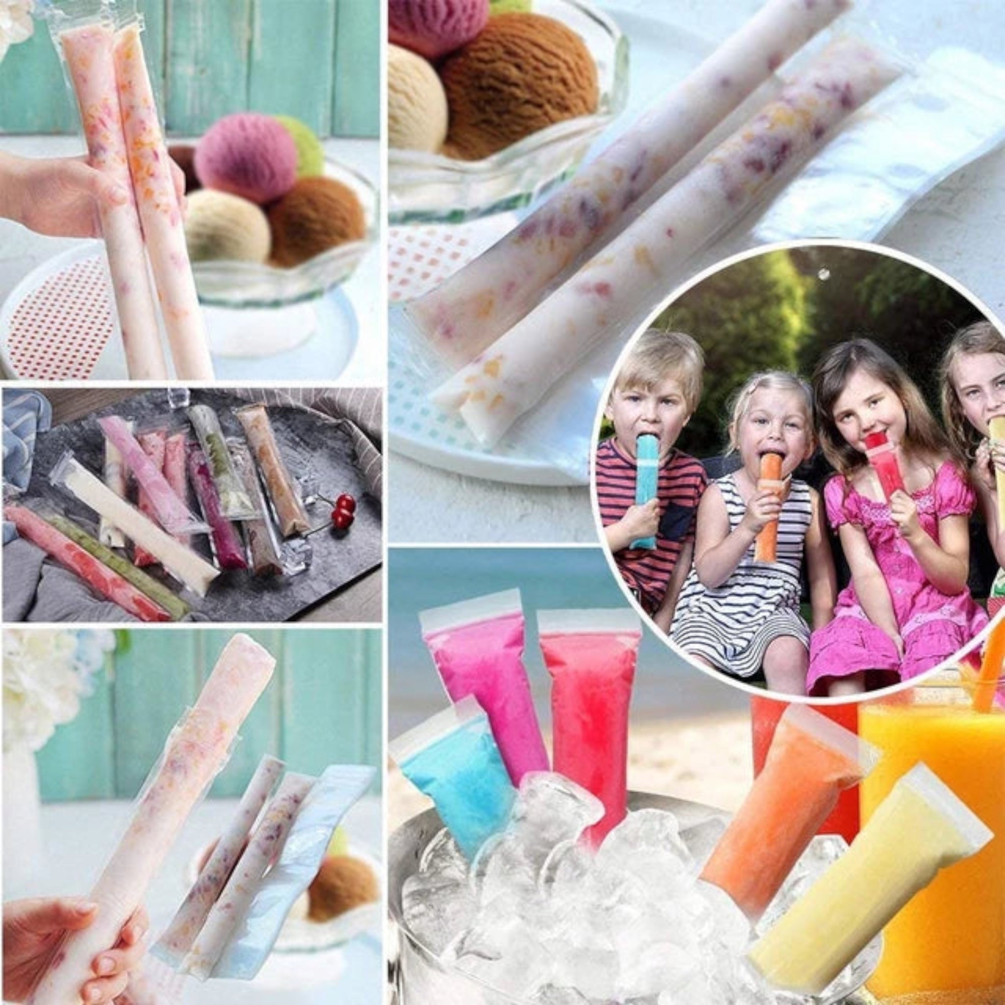 Disposable DIY 110ml Popsicle Ice Lollipop Mold Zip Lock Bag 29x4.8cm