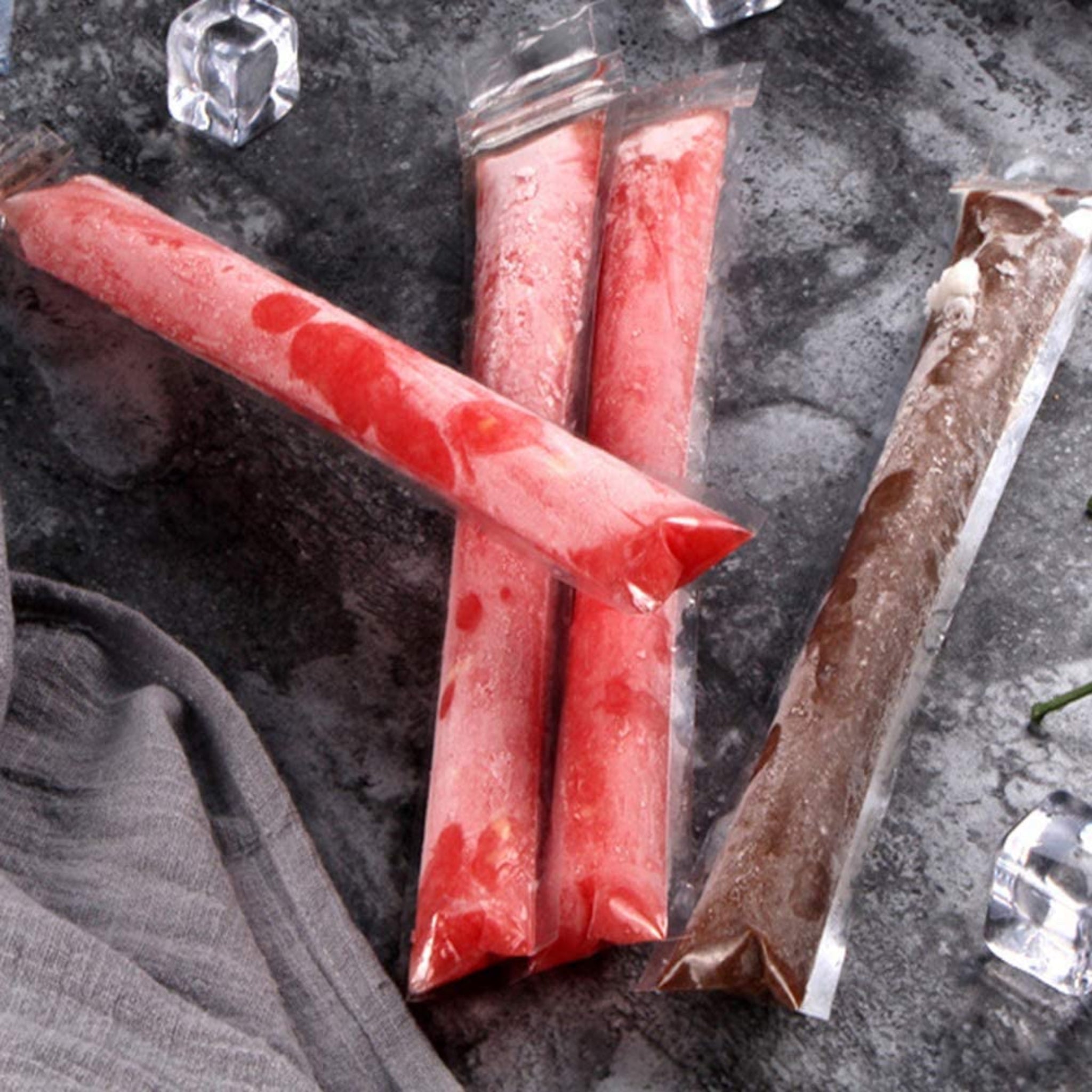 Disposable DIY 110ml Popsicle Ice Lollipop Mold Zip Lock Bag 29x4.8cm