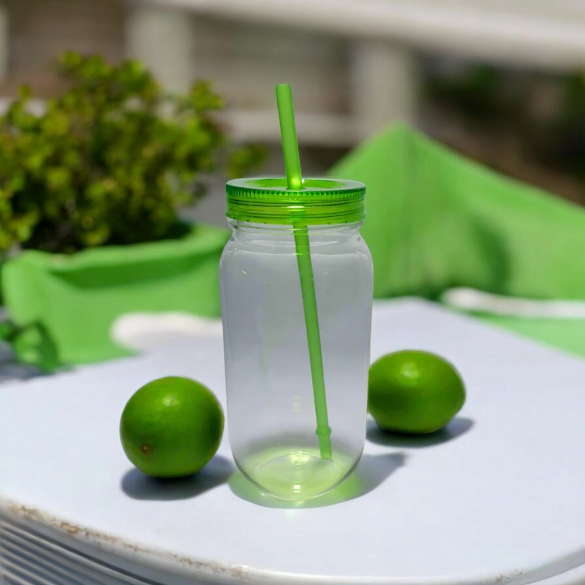 Plastic Smoothie Cup 500ml with Straw 17x7cm