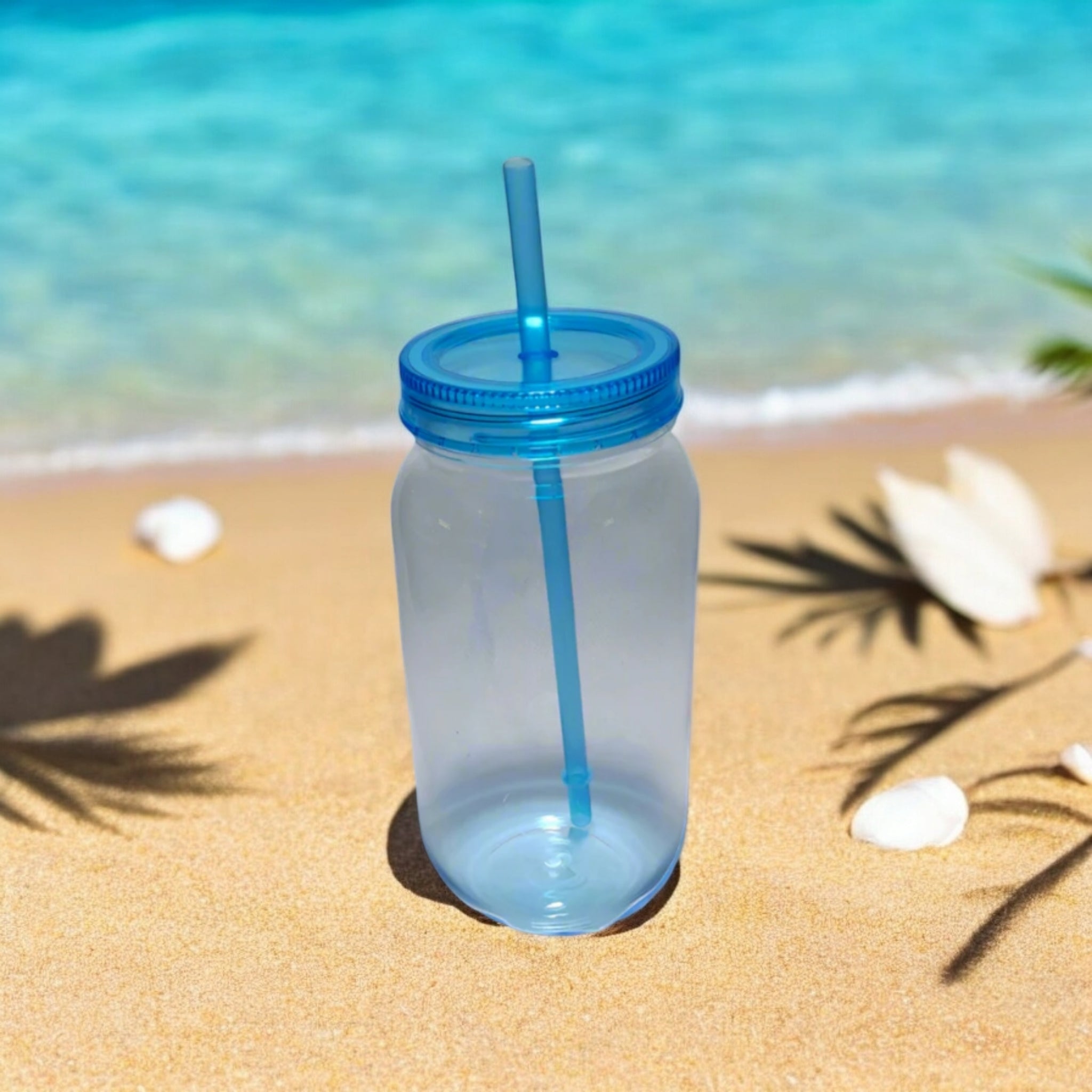 Plastic Smoothie Cup 500ml with Straw 17x7cm