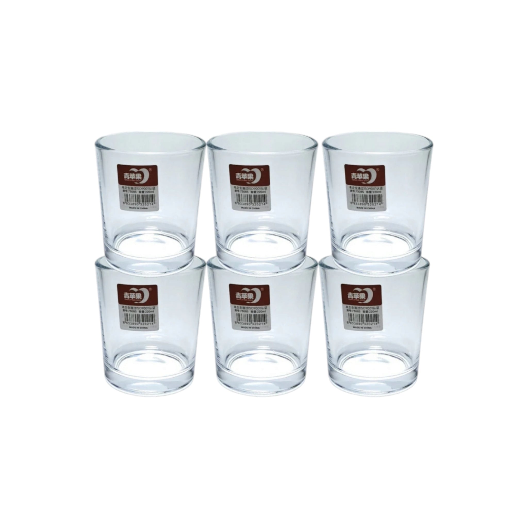 Deli Glass Tumbler Pressed 220ml Whiskey Cup 8.5x7.6cm 6Pack