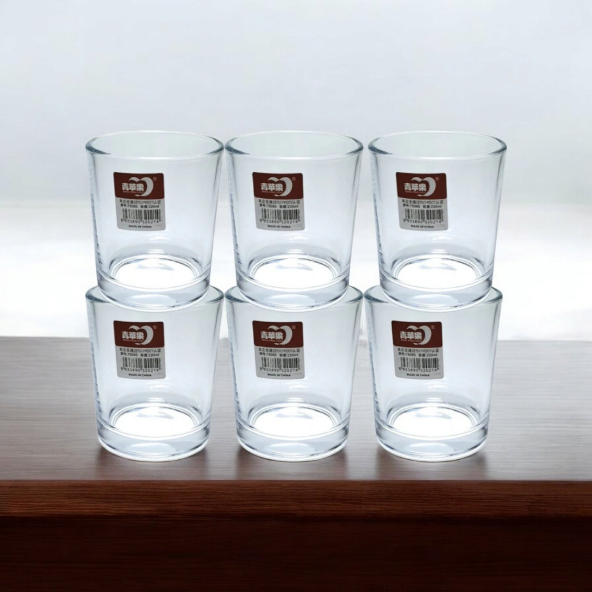 Deli Glass Tumbler Pressed 220ml Whiskey Cup 8.5x7.6cm 6Pack