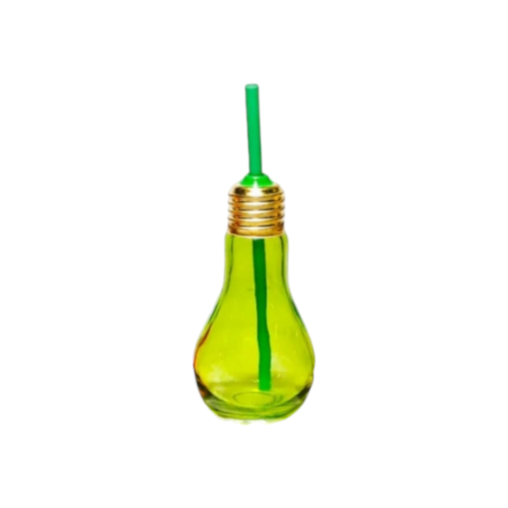 Glass Bulb Shape Smoothie Jar 100ml with Straw 10.8x5.5cm