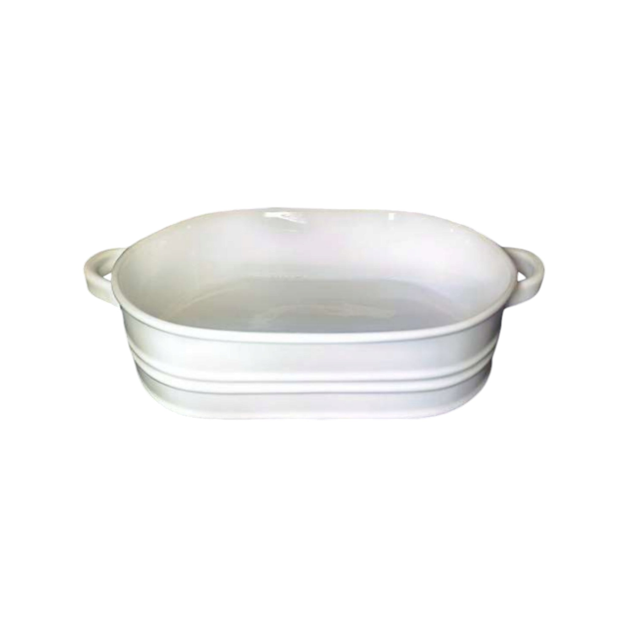 Ceramic Baking Oval Dish White with Handle 13inch