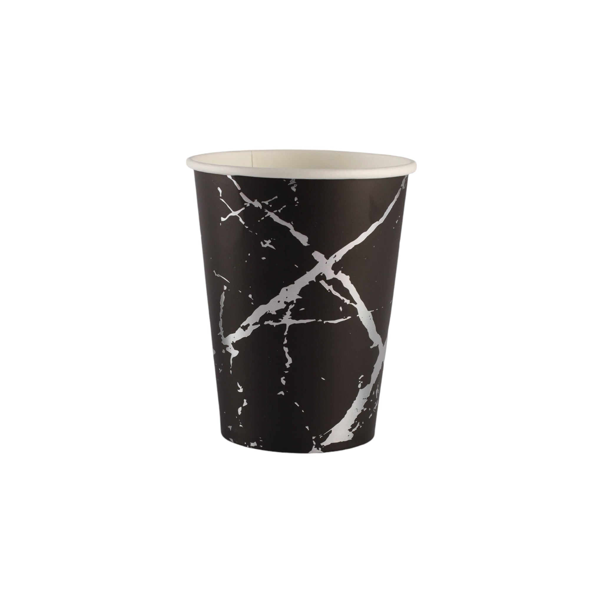 Party Paper Cups Black Marble Print 270ml 8pack