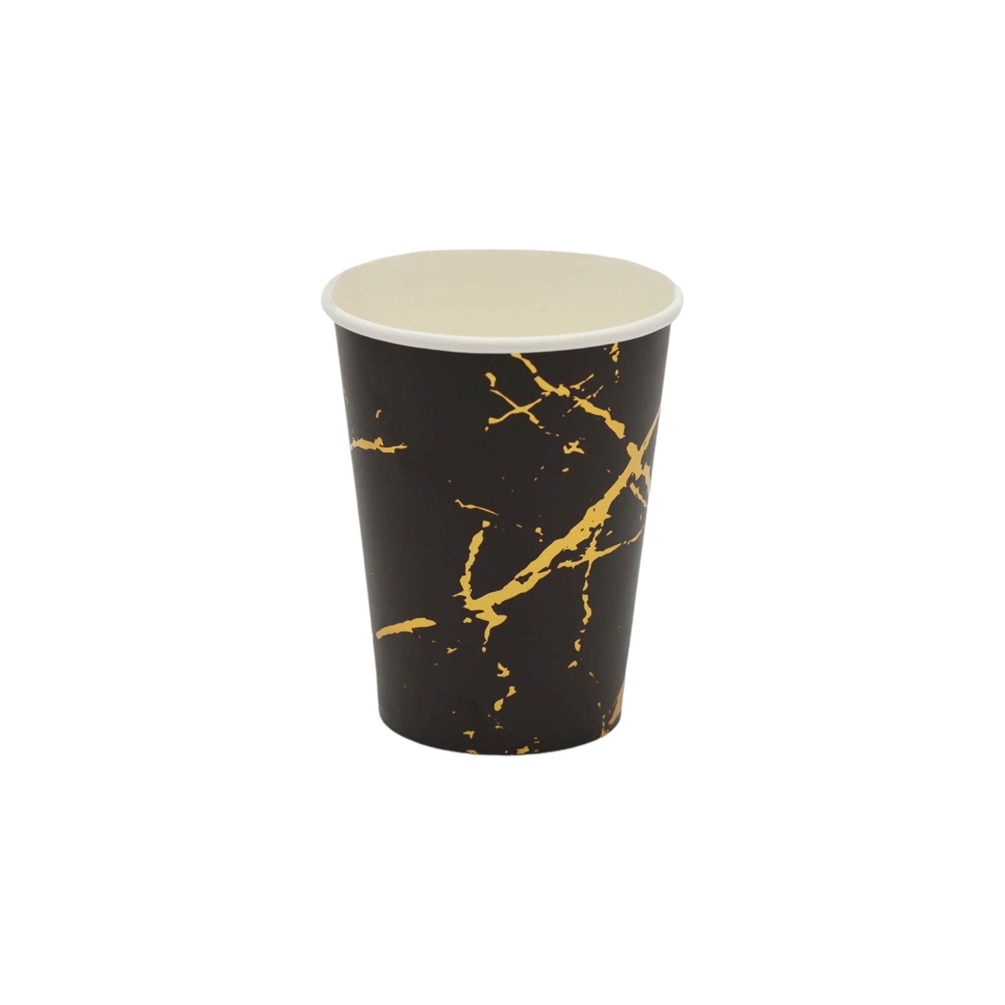 Disposable Party Paper Cups Black Marble Print 270ml 8pack