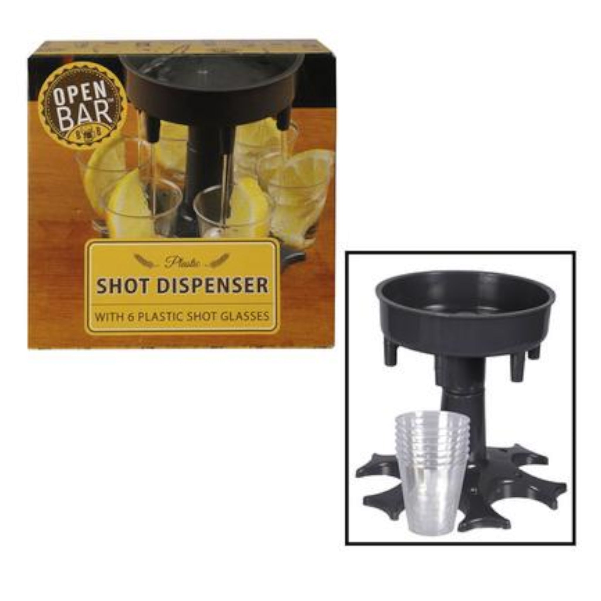 Shot Dispenser with 6 Glasses Plastic