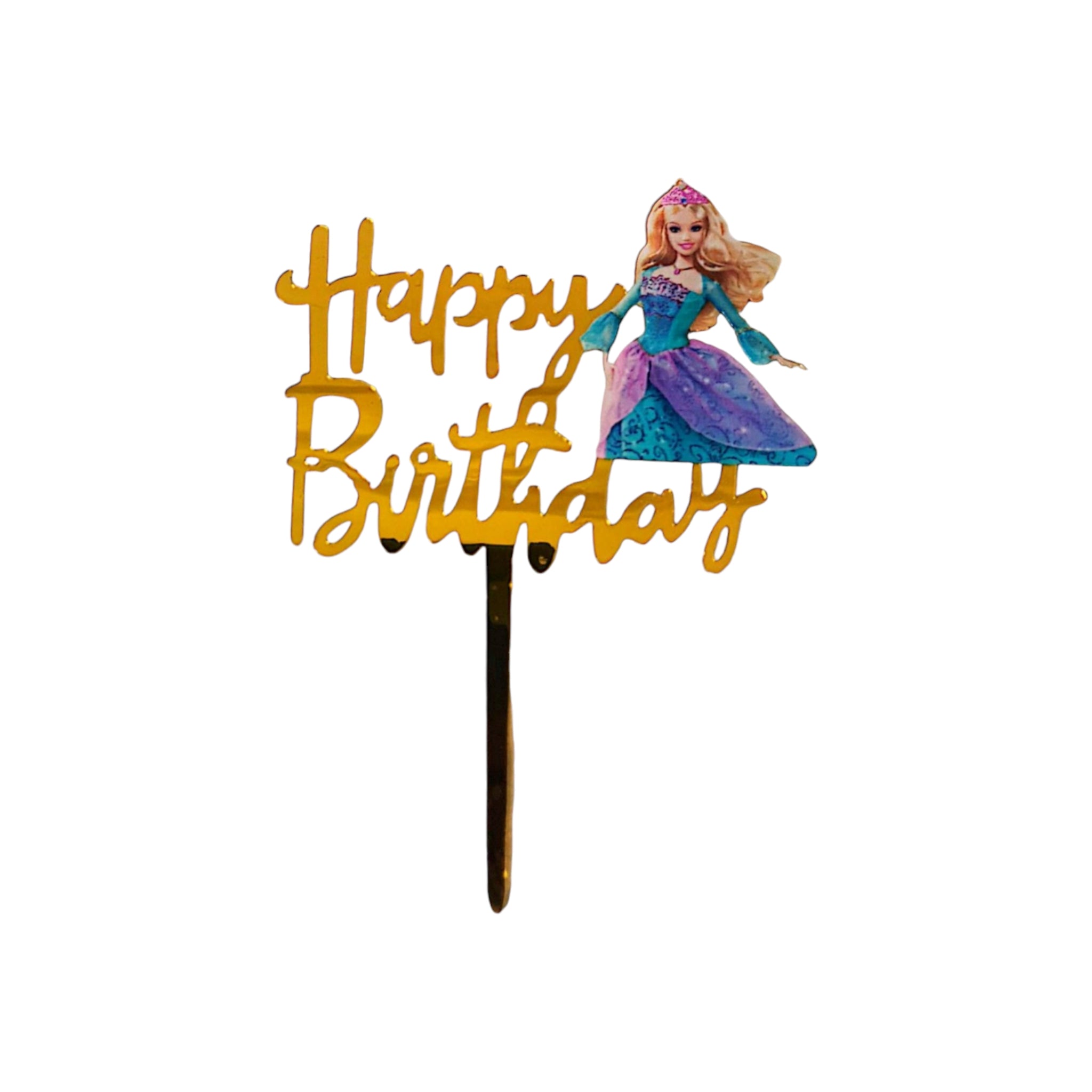 Acrylic Cake Topper Happy Birthday Barbie Princess Theme