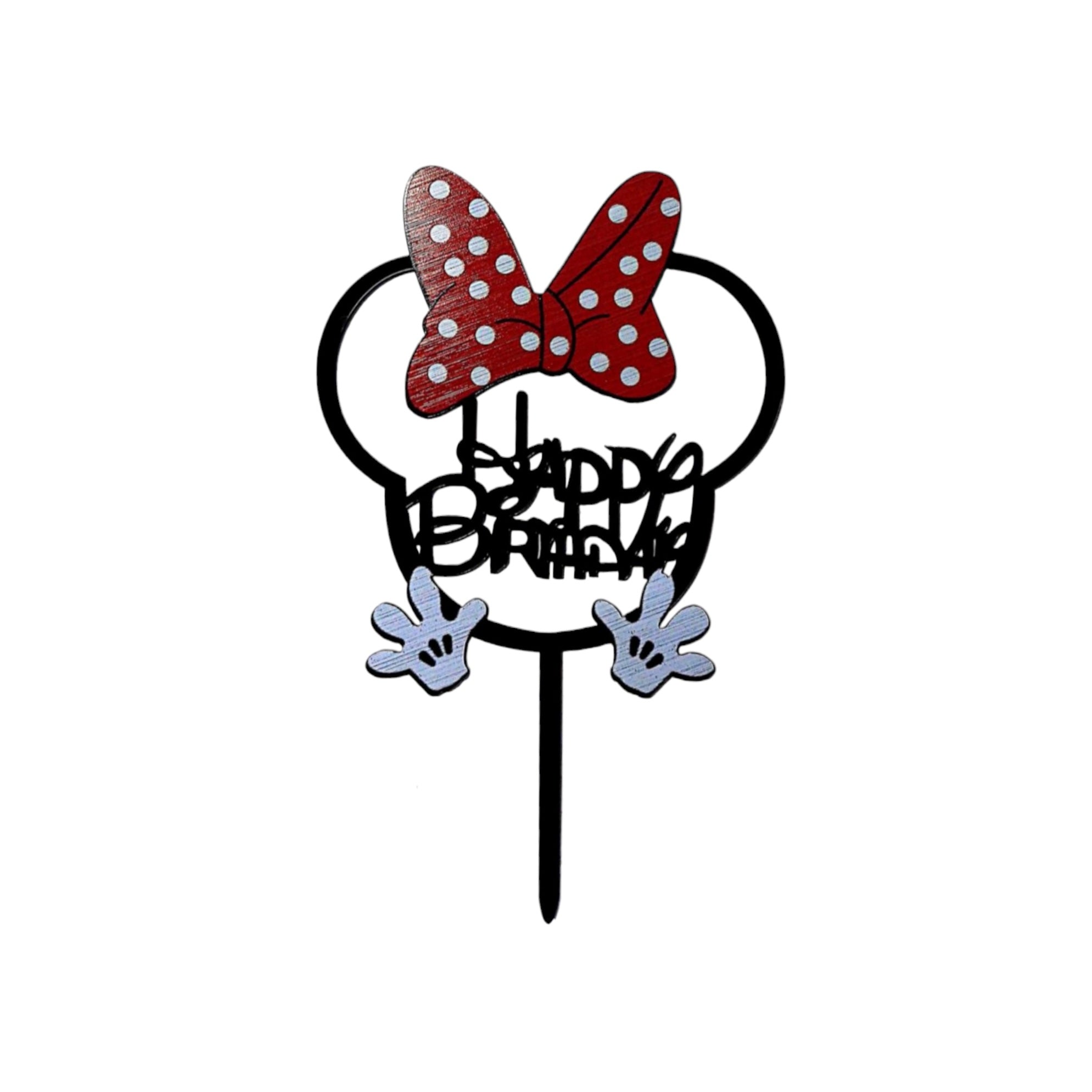 Acrylic Cake Topper Happy Birthday Minni Mouse Theme