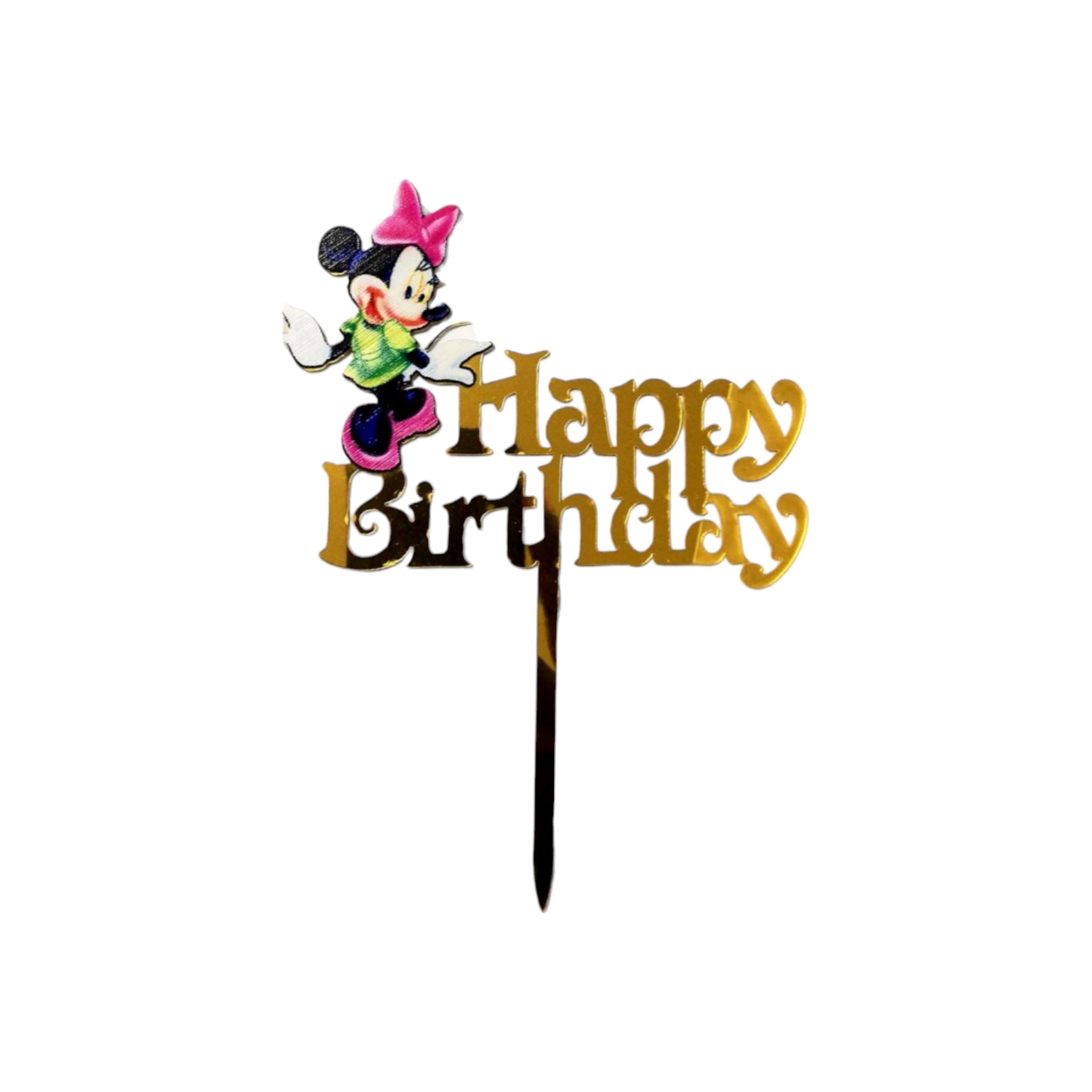 Acrylic Cake Topper Happy Birthday Minnie Mouse Theme