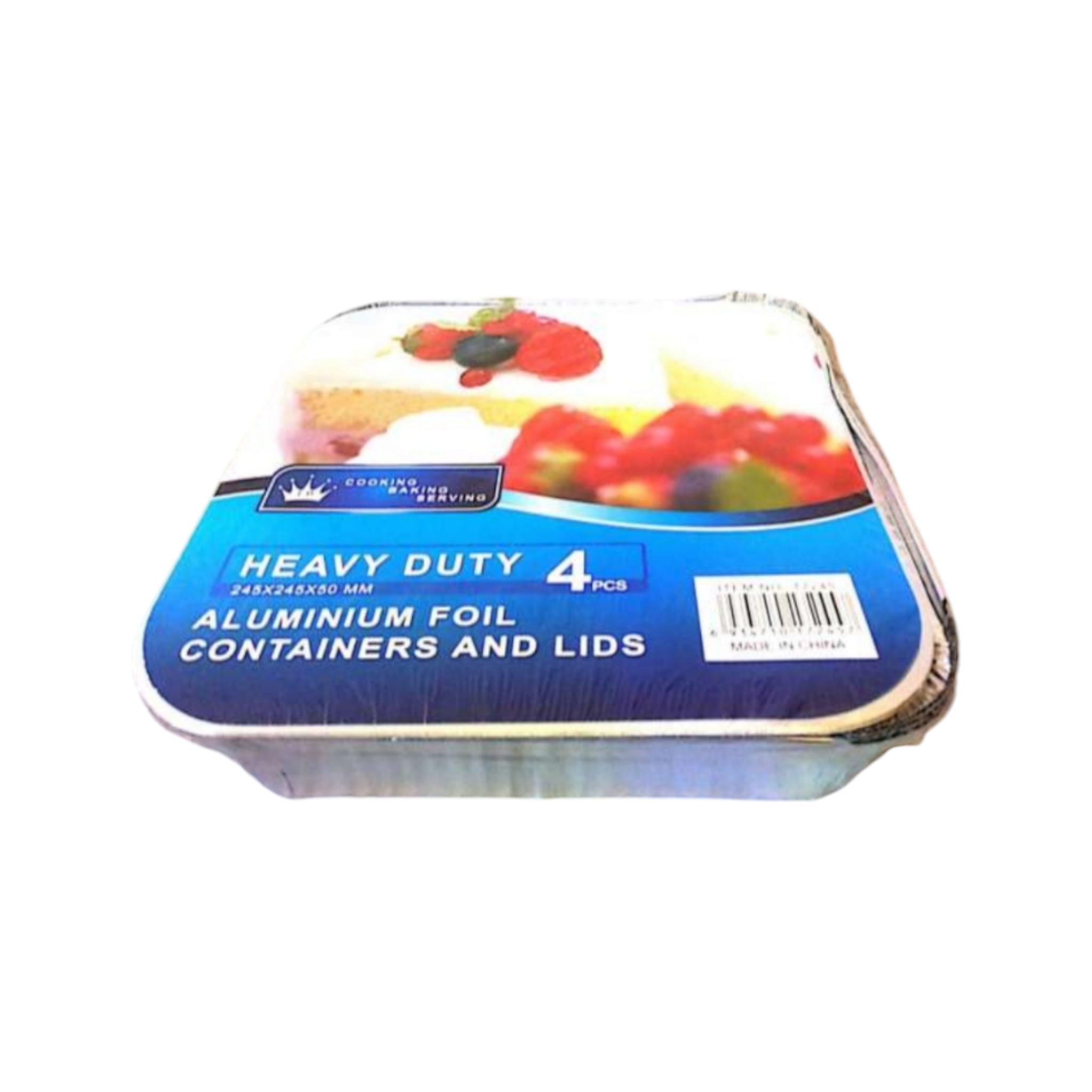 Aluminium Foil Takeaway Container Disposable with Poly PVC Lid Card Lid 245x245x245mm 4pack