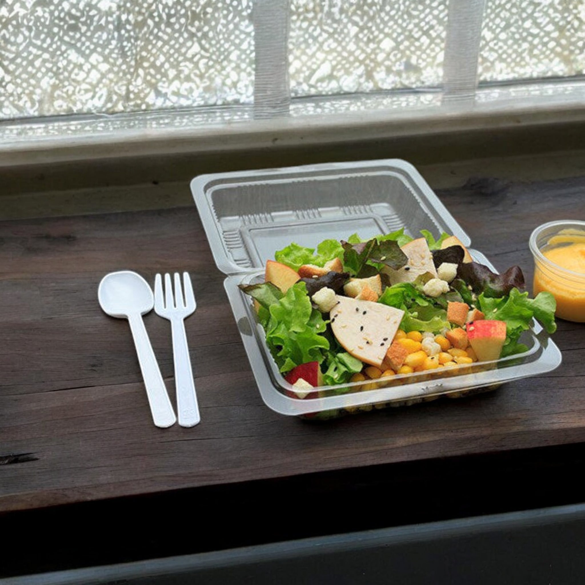 Zibo Lunch Meal Box Container Plain Shallow Fold over Clear FAF31S