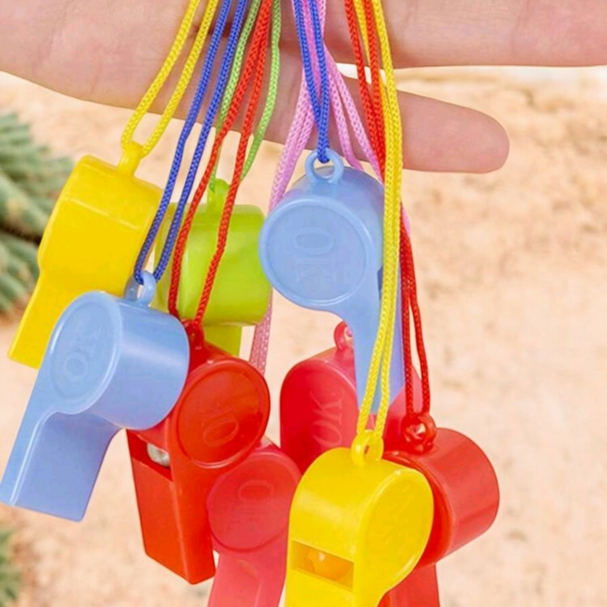 Sports Whistle Plastic Solid Color with Cord 1pc