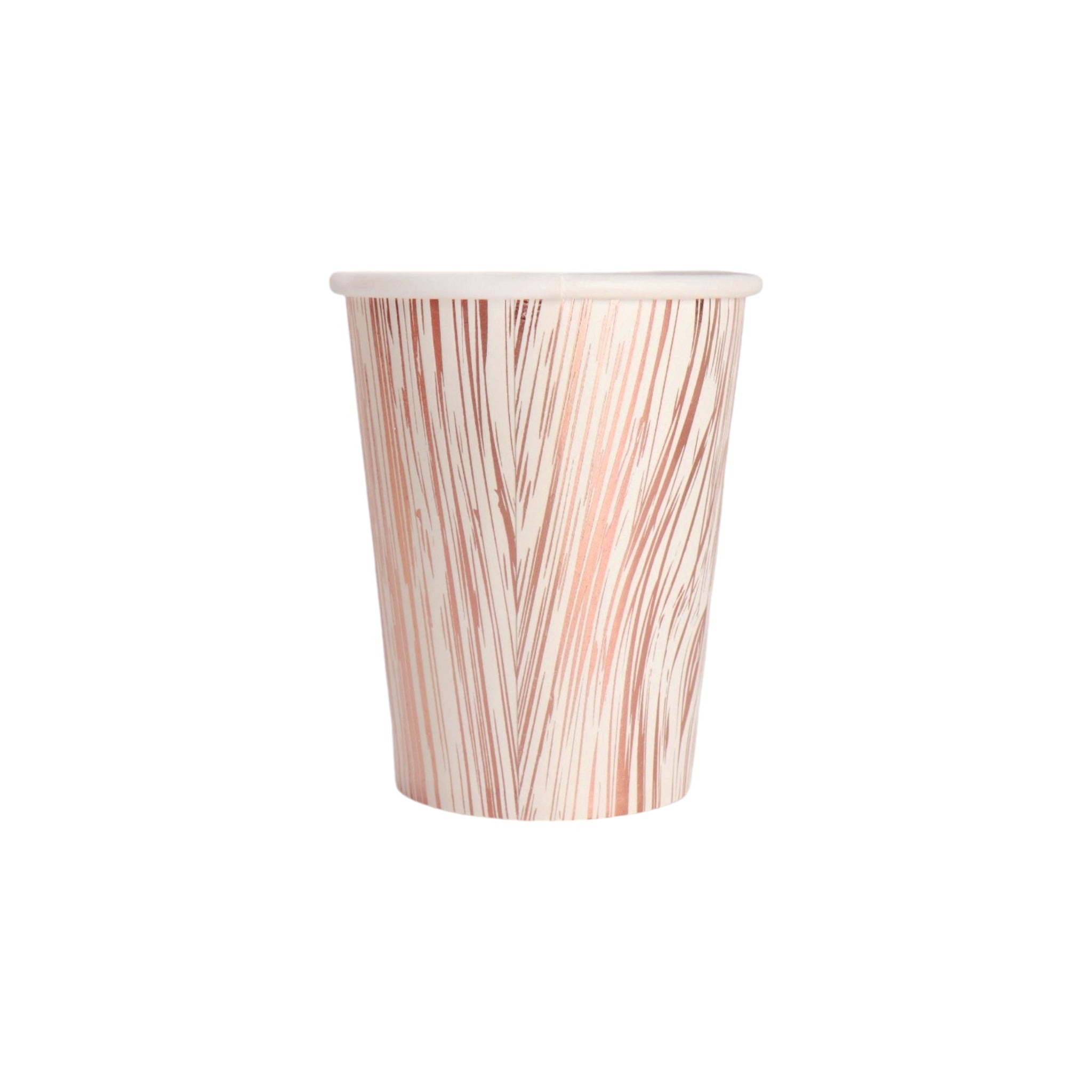 Disposable Party Paper Cups Rose Gold Stripes 10pack