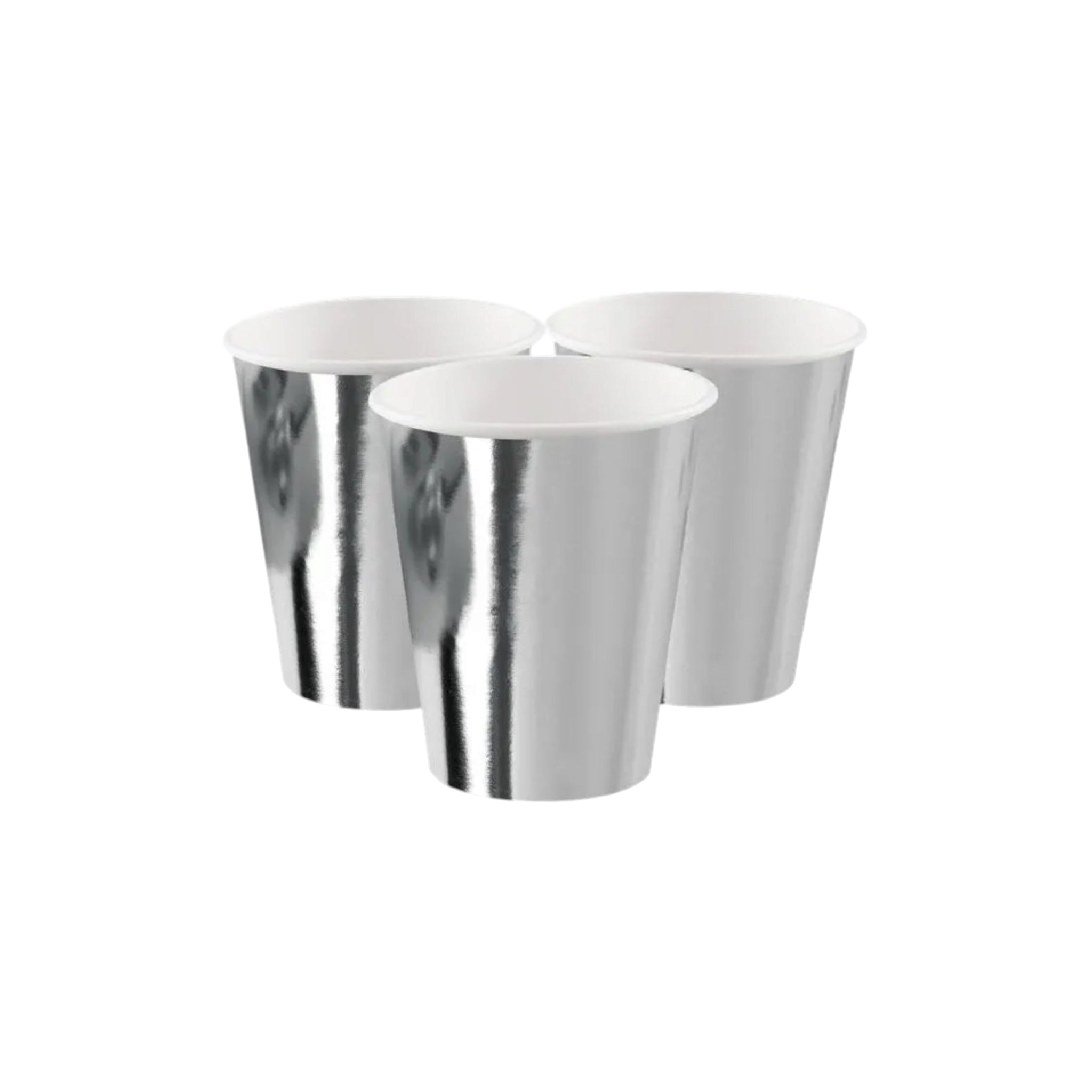 Disposable Party Paper Cups Metallic Silver 250ml 10pack