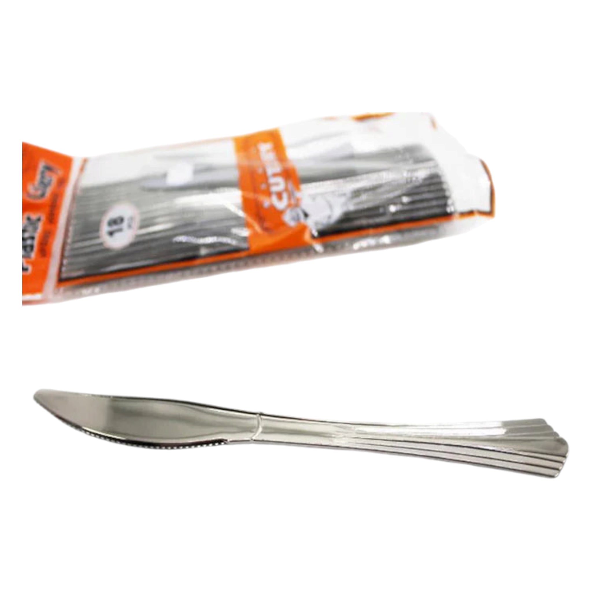 Disposable Plastic Knives Silver 19cm 18pack