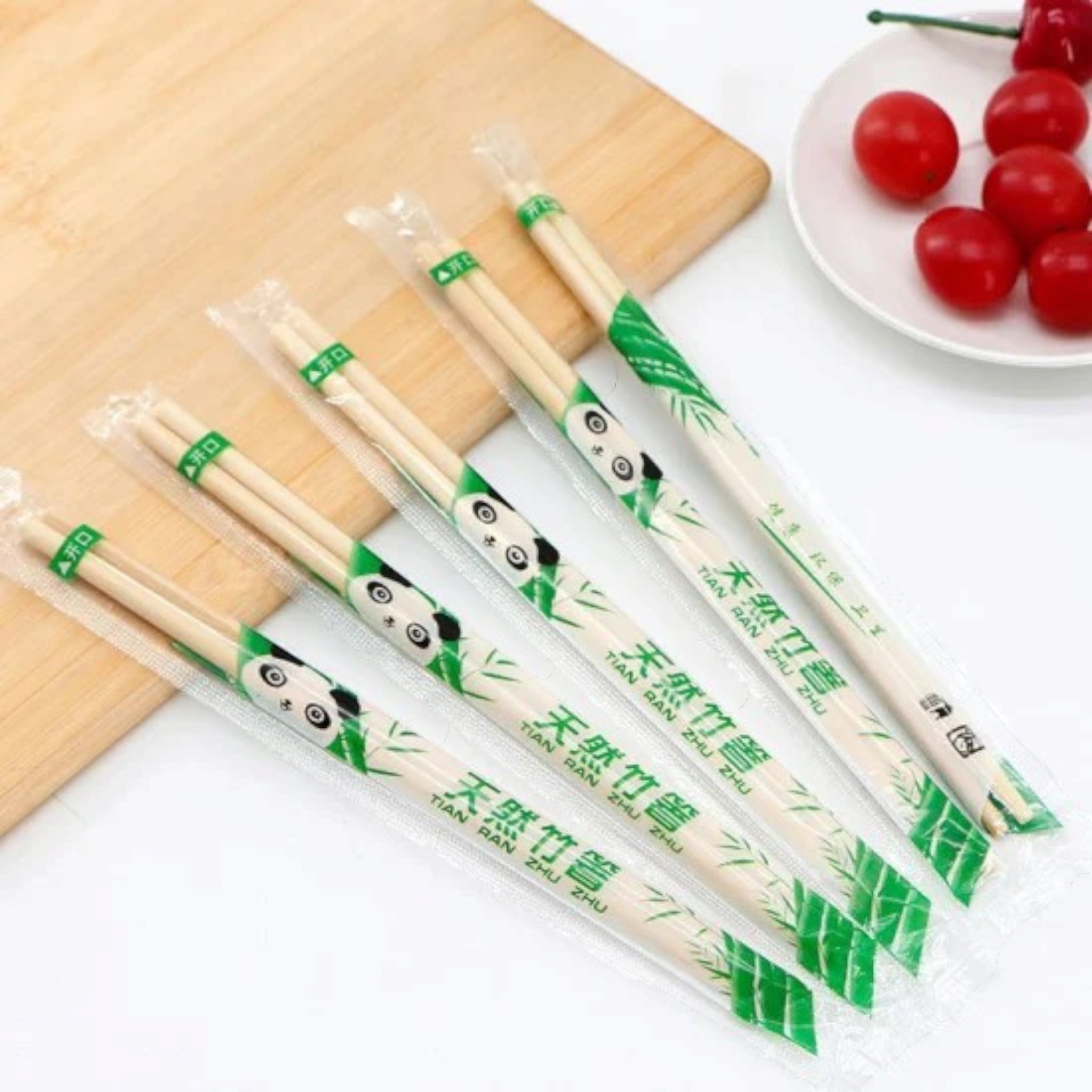 Disposable Bamboo Chopsticks 20cm Twine with Plastic Wrap 10Pack