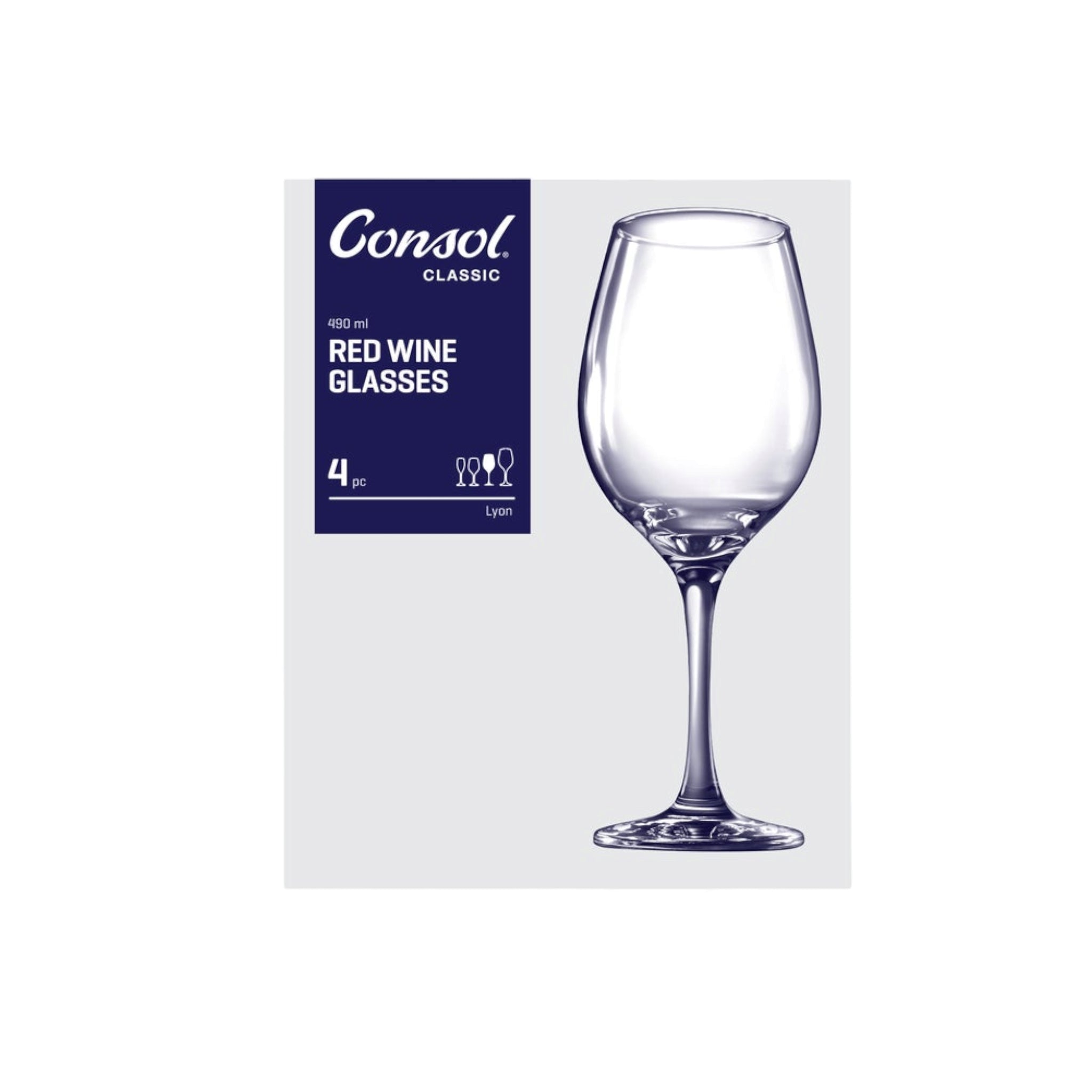 Consol Lyon Glass Tumbler 490ml Stemmed Wine 4pack 27628