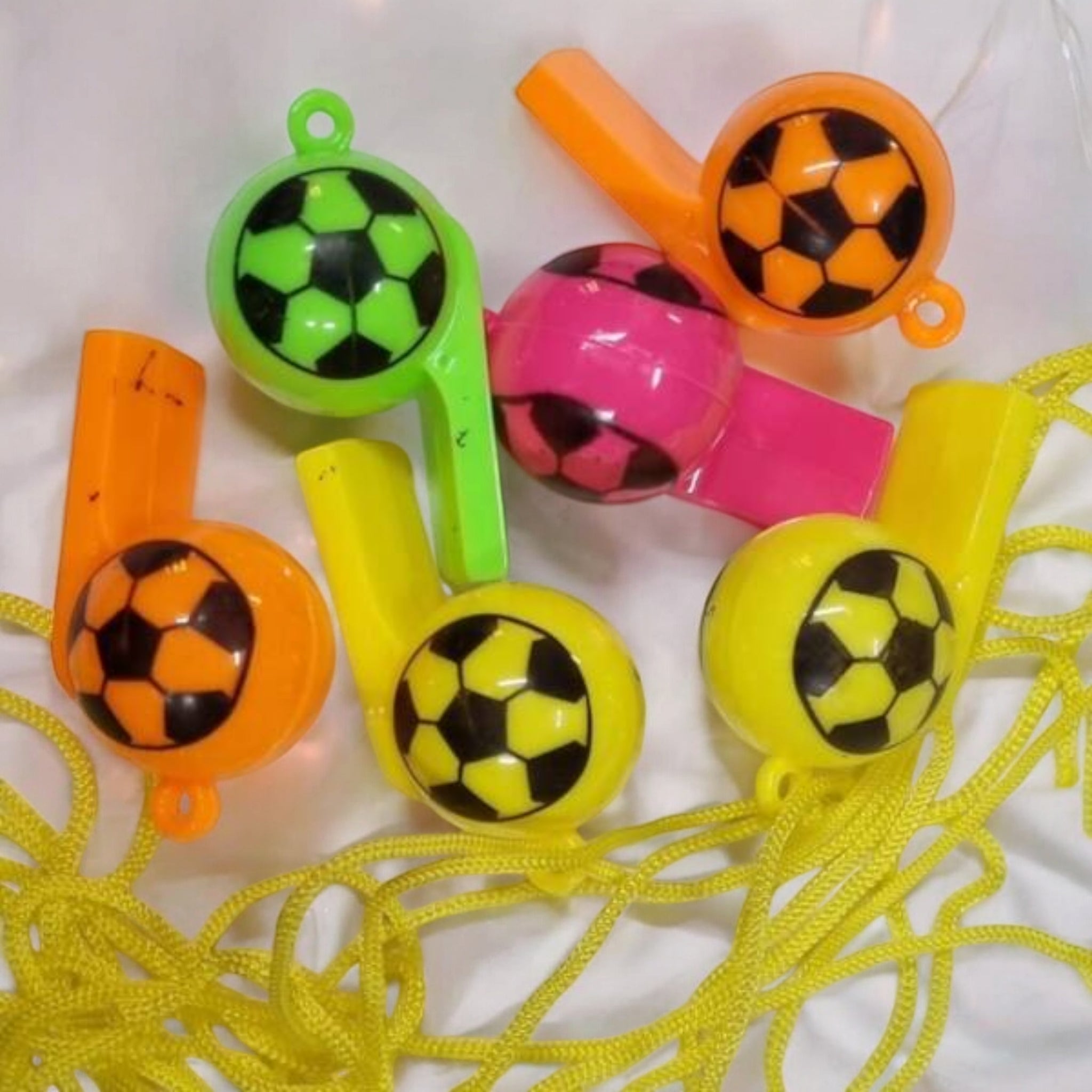 Sports Whistle Plastic Solid Colour Soccer Theme Ball Design 12pack