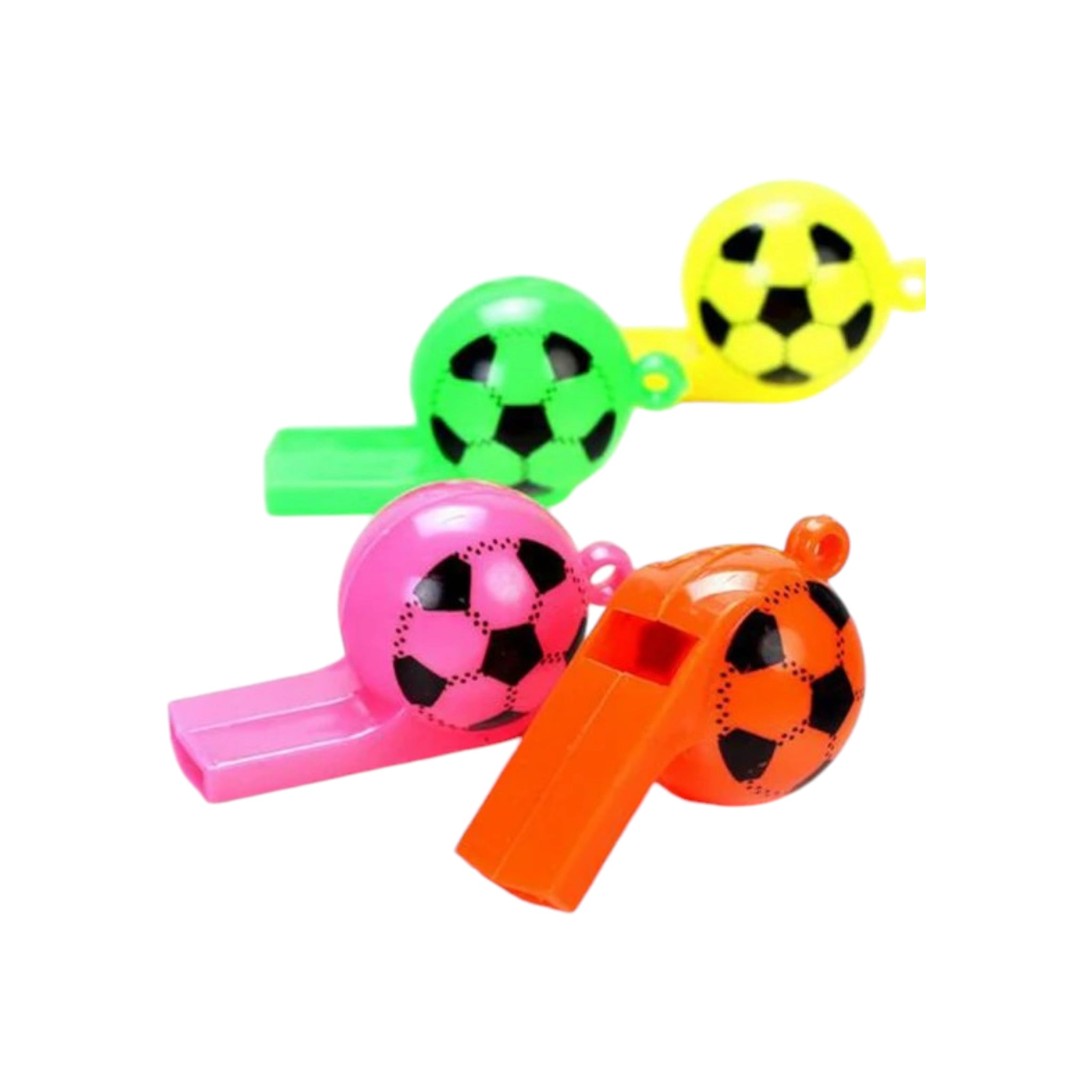 Sports Whistle Plastic Solid Colour Soccer Theme Ball Design 12pack