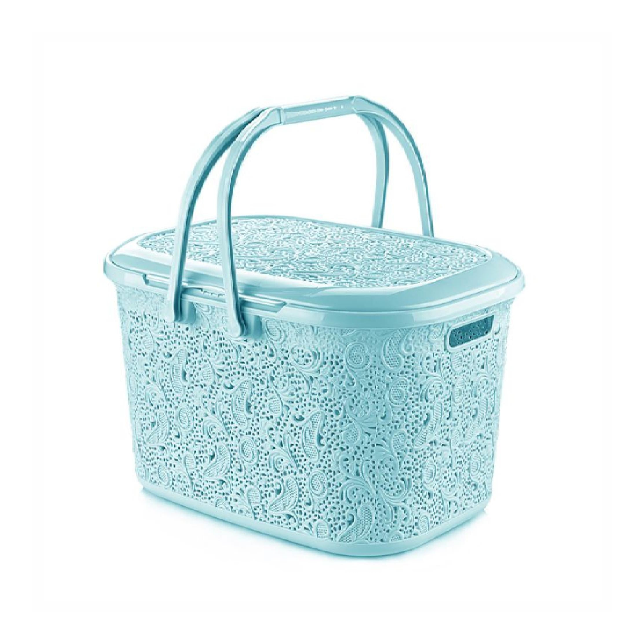 Hobby Life Plastic Picnic Lace Basket 28L Turquoise 071303