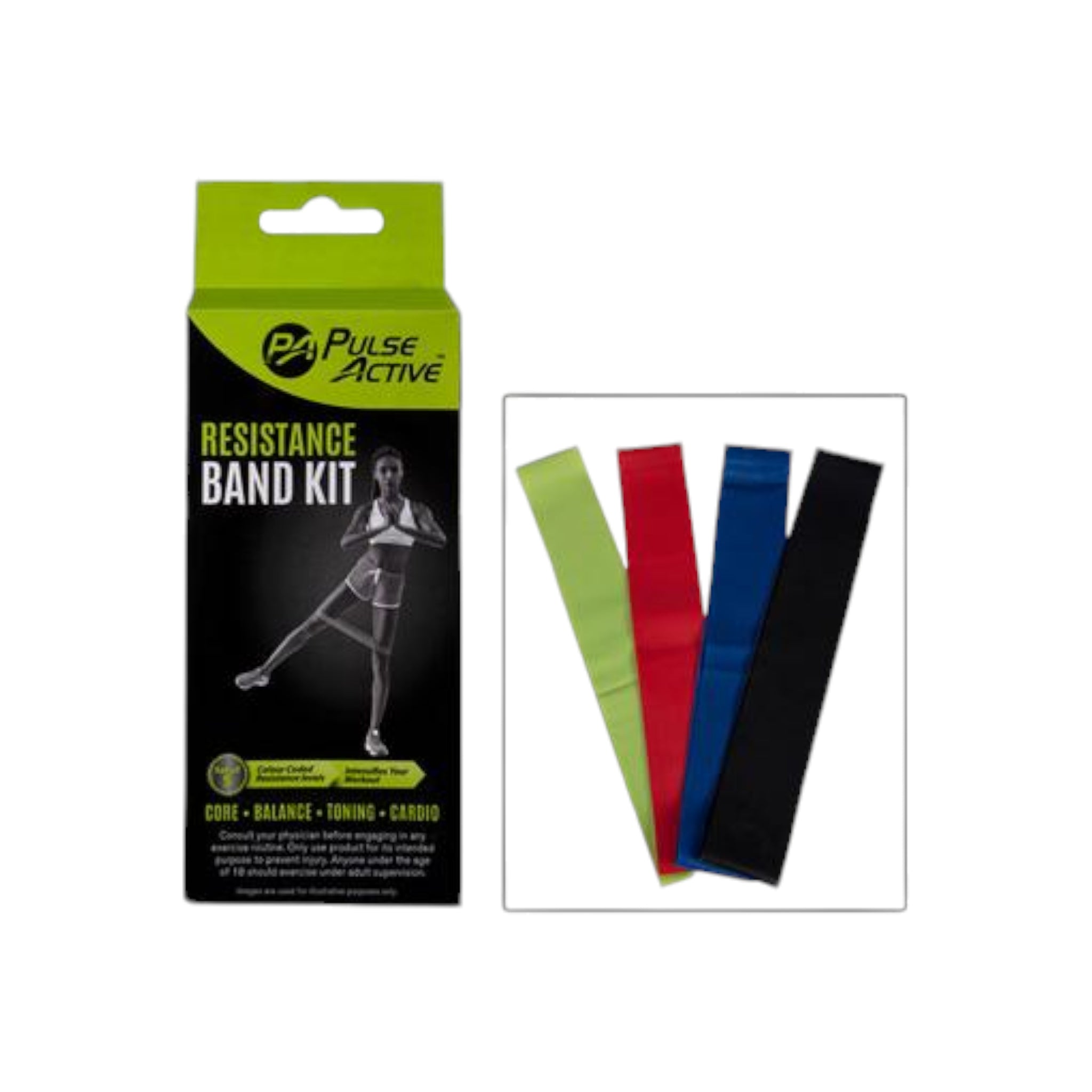 Pulse Active Fitness Resistance Band Loops Set 5pack