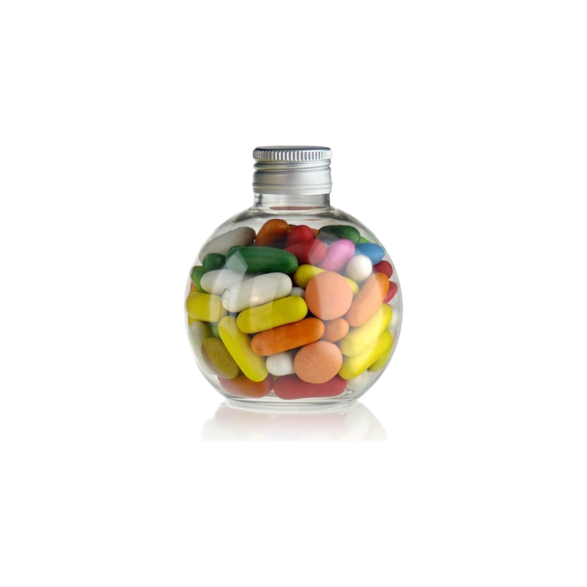 Plastic Globe Jar Spherical Ball Shaped Bottle with Silver Lid