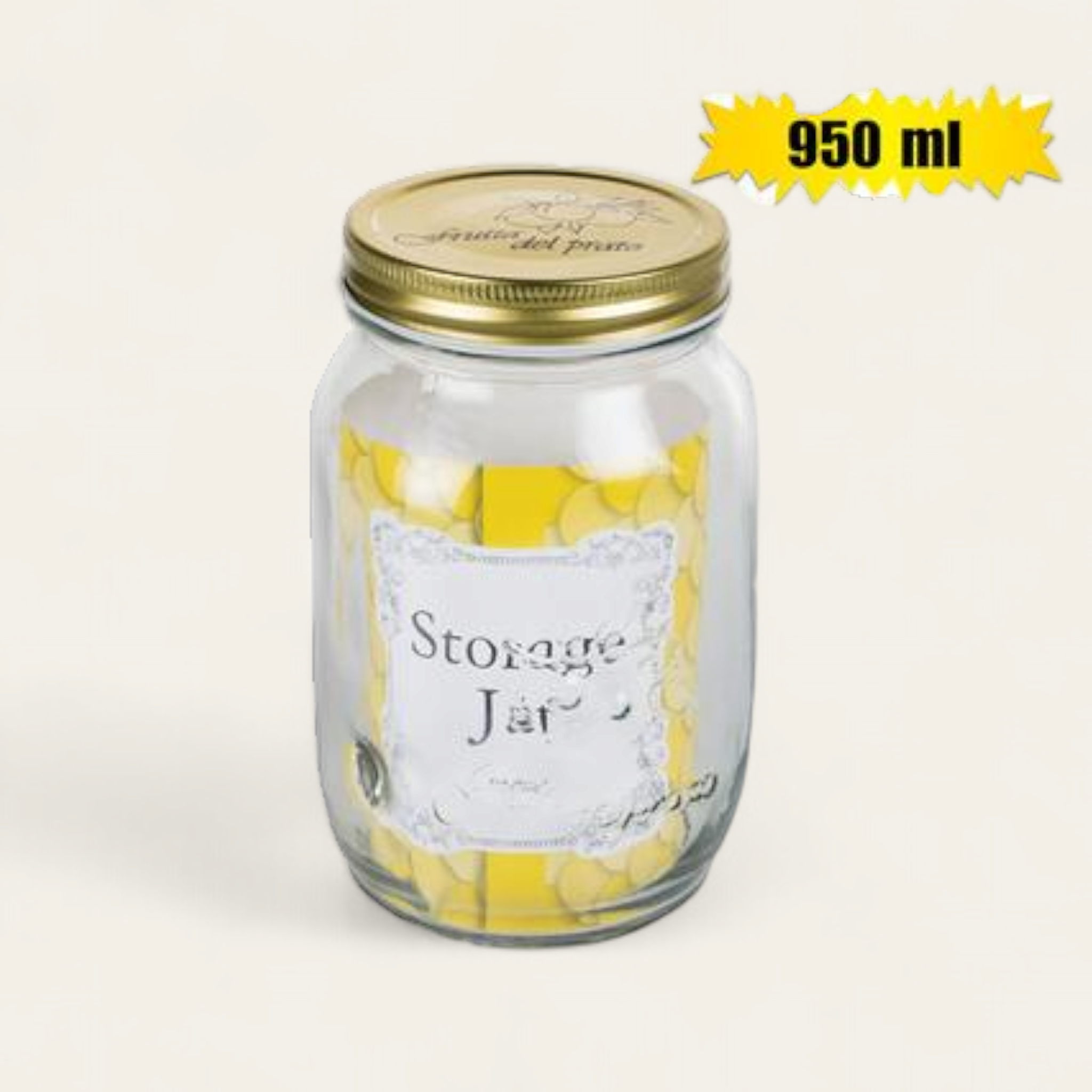 Glass Storage Jar Embossed 10x17cm 950ml